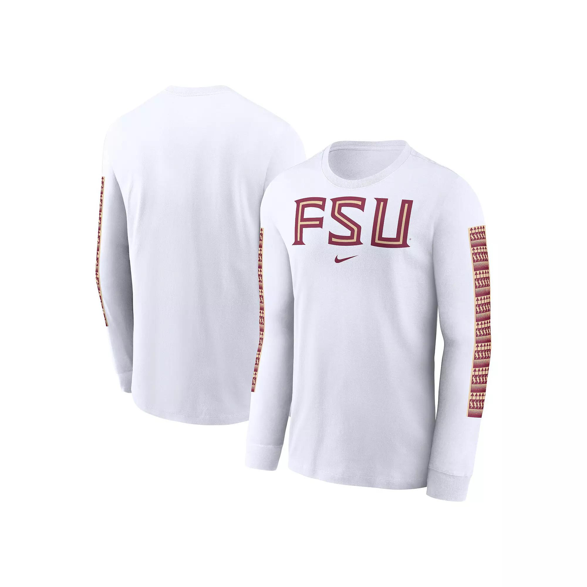 Men's Nike White Florida State Seminoles Local Spirit Slogan Long Sleeve T-Shirt,  Product Image