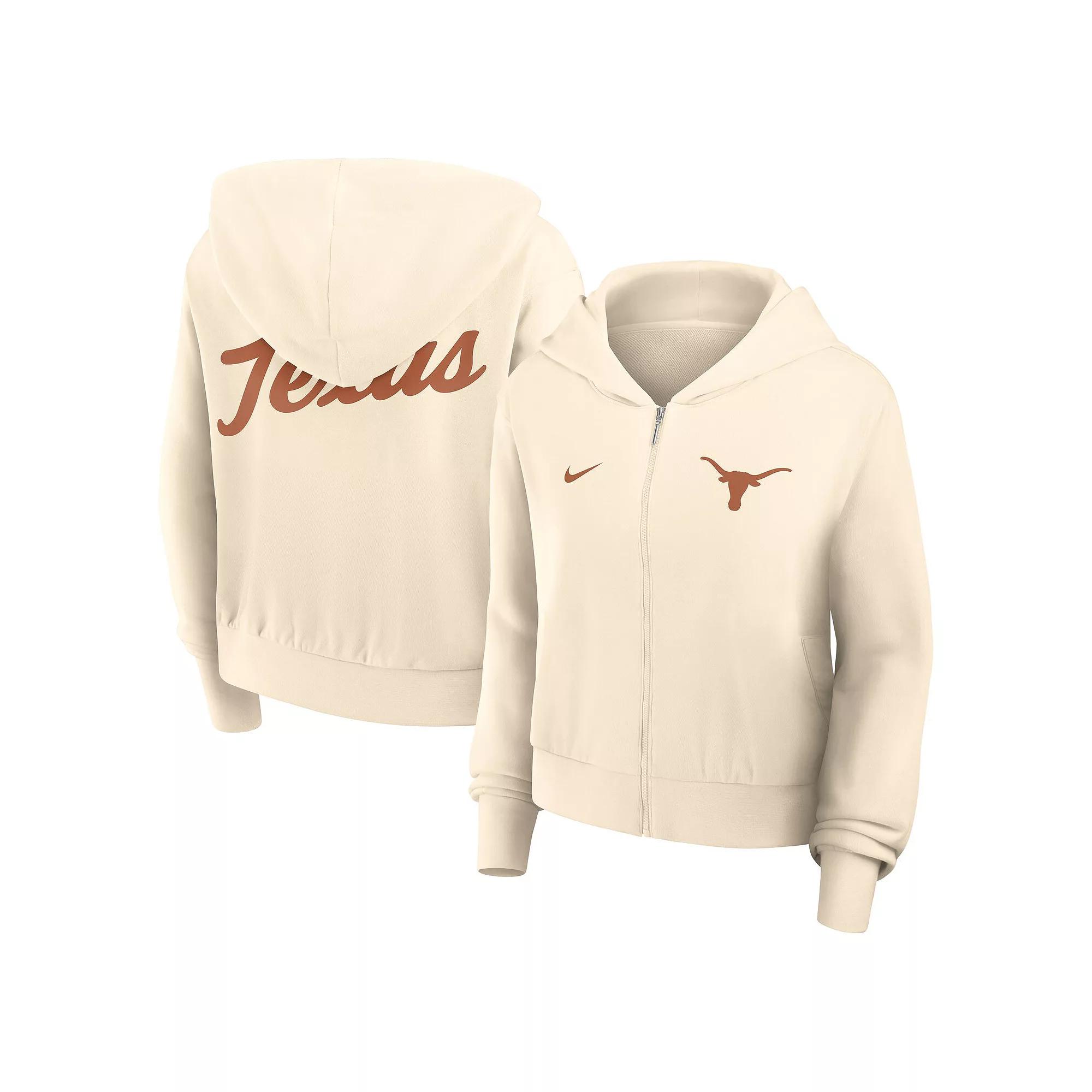 Women's Nike Cream Texas Longhorns Cropped Chill Full-Zip Hoodie at Nordstrom,  Product Image