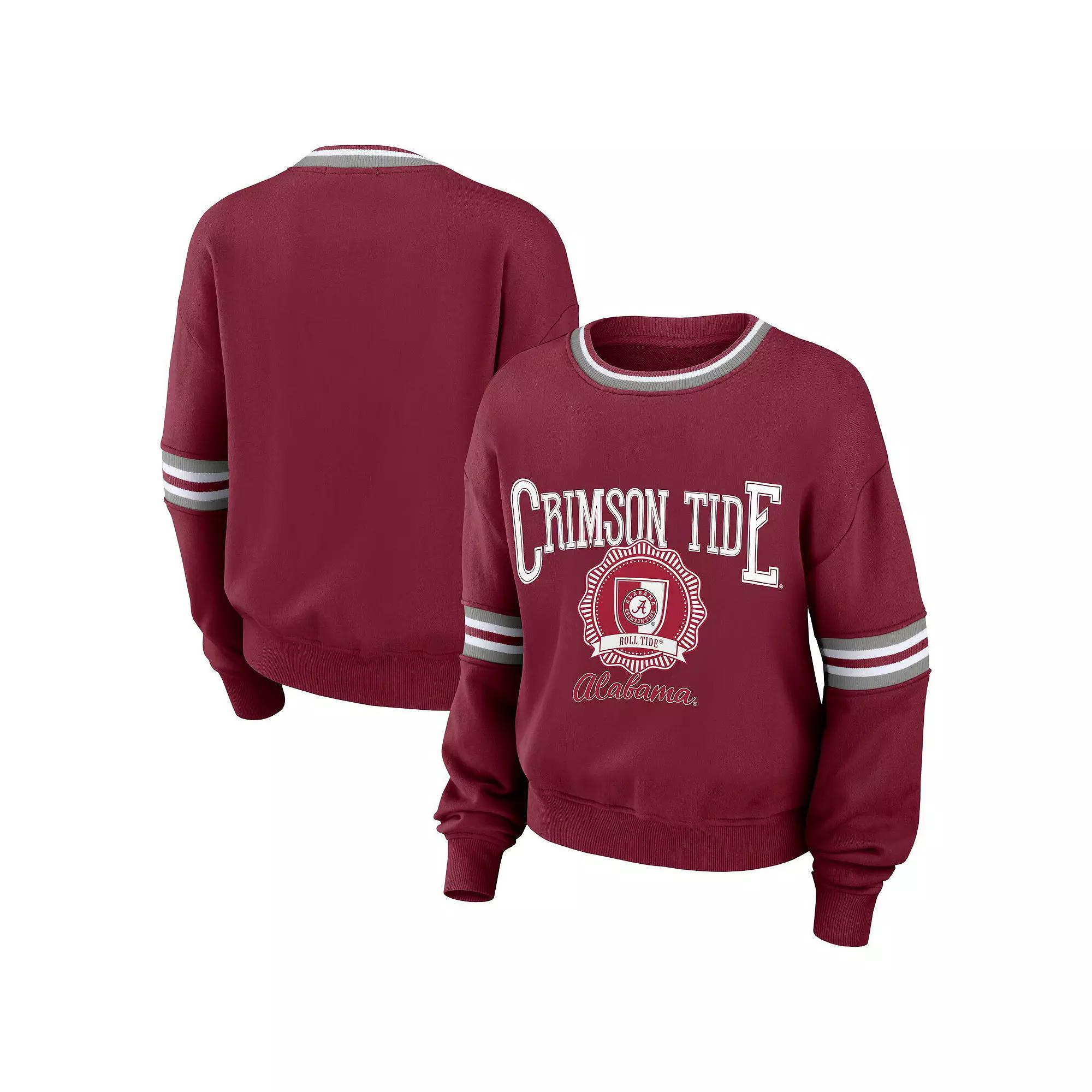 Women's WEAR by Erin Andrews Crimson Alabama Crimson Tide Vintage Pullover Sweatshirt, Size: Medium, Red Product Image