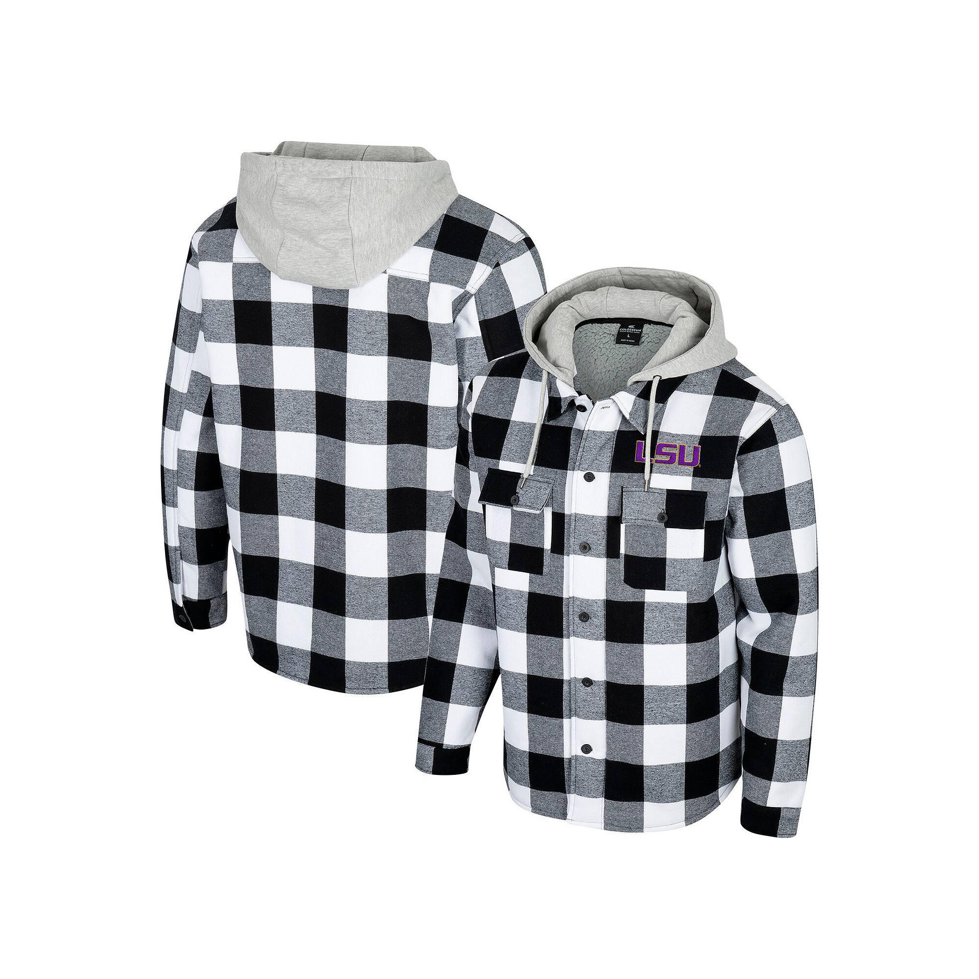 Men's Colosseum Black/White Wyoming Cowboys Buffalo Plaid Full-Zip Hoodie Jacket,  Product Image