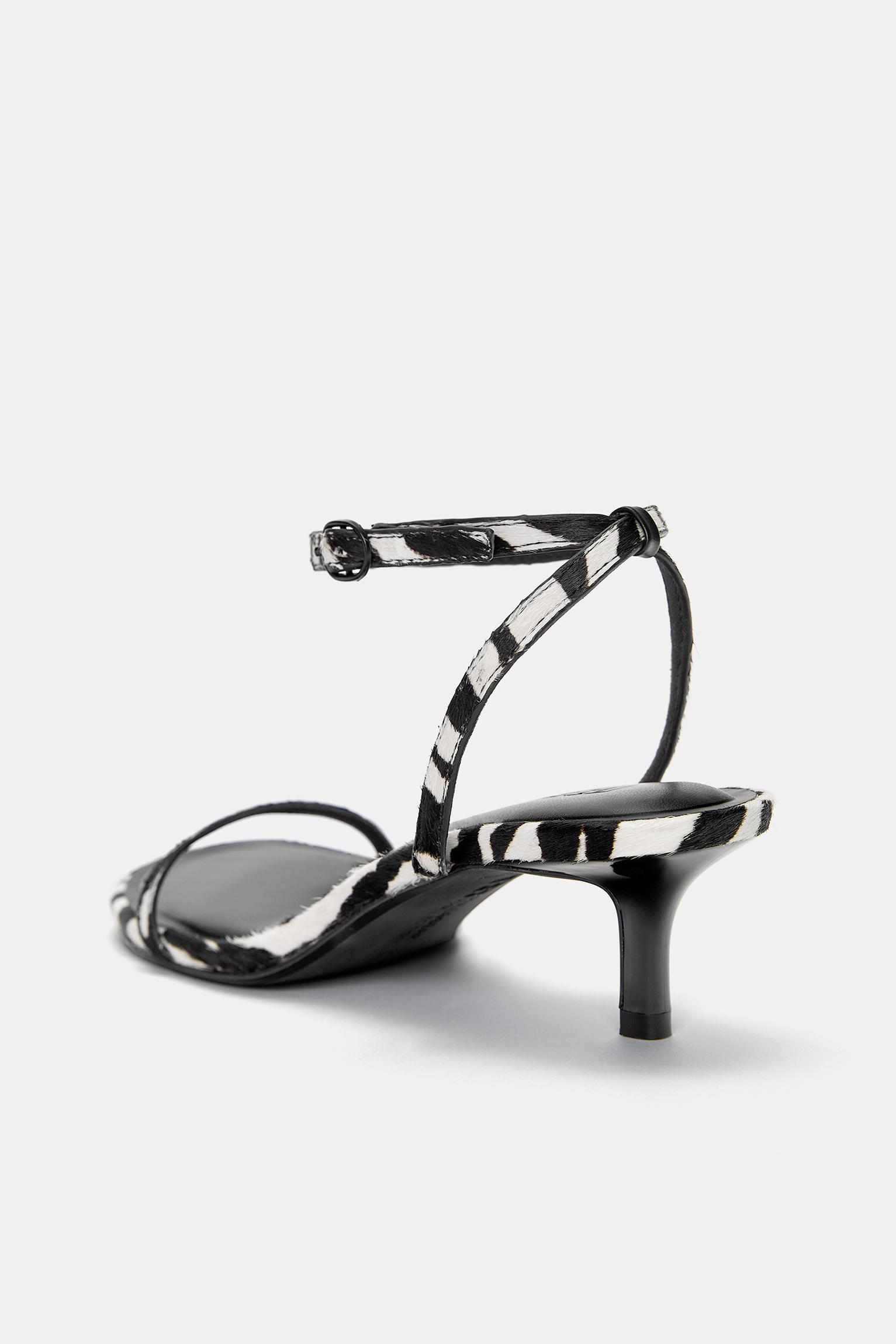 Leather zebra print high-heel sandals Product Image