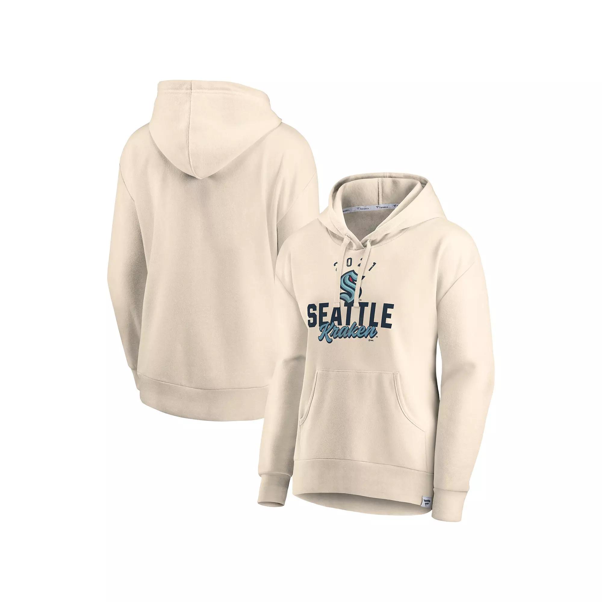 Women's Fanatics Branded Oatmeal Seattle Kraken Carry the Puck Pullover Hoodie Sweatshirt, Size: Large, Krk Beige Product Image