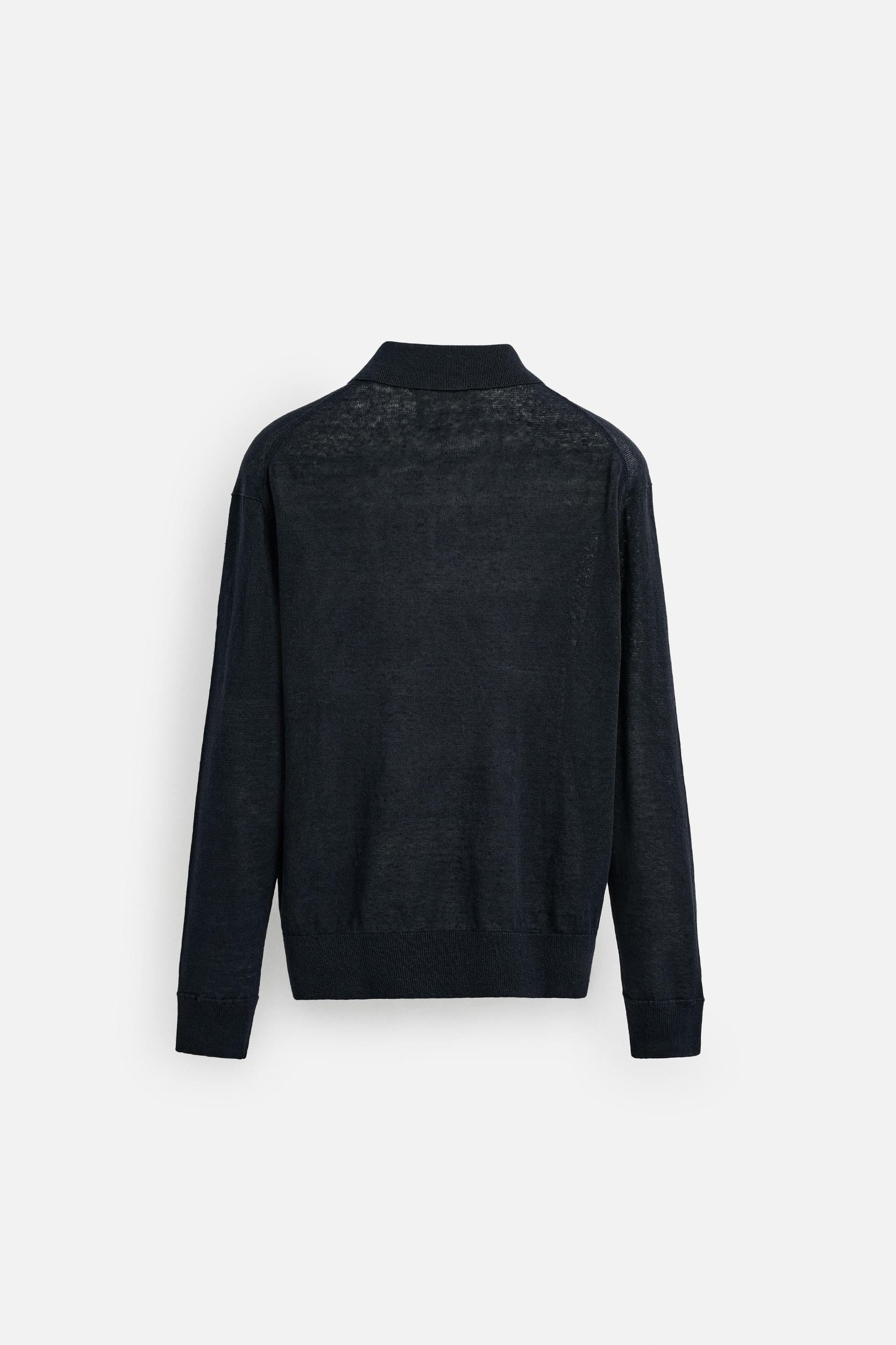 100% LINEN KNIT POLO SHIRT Product Image