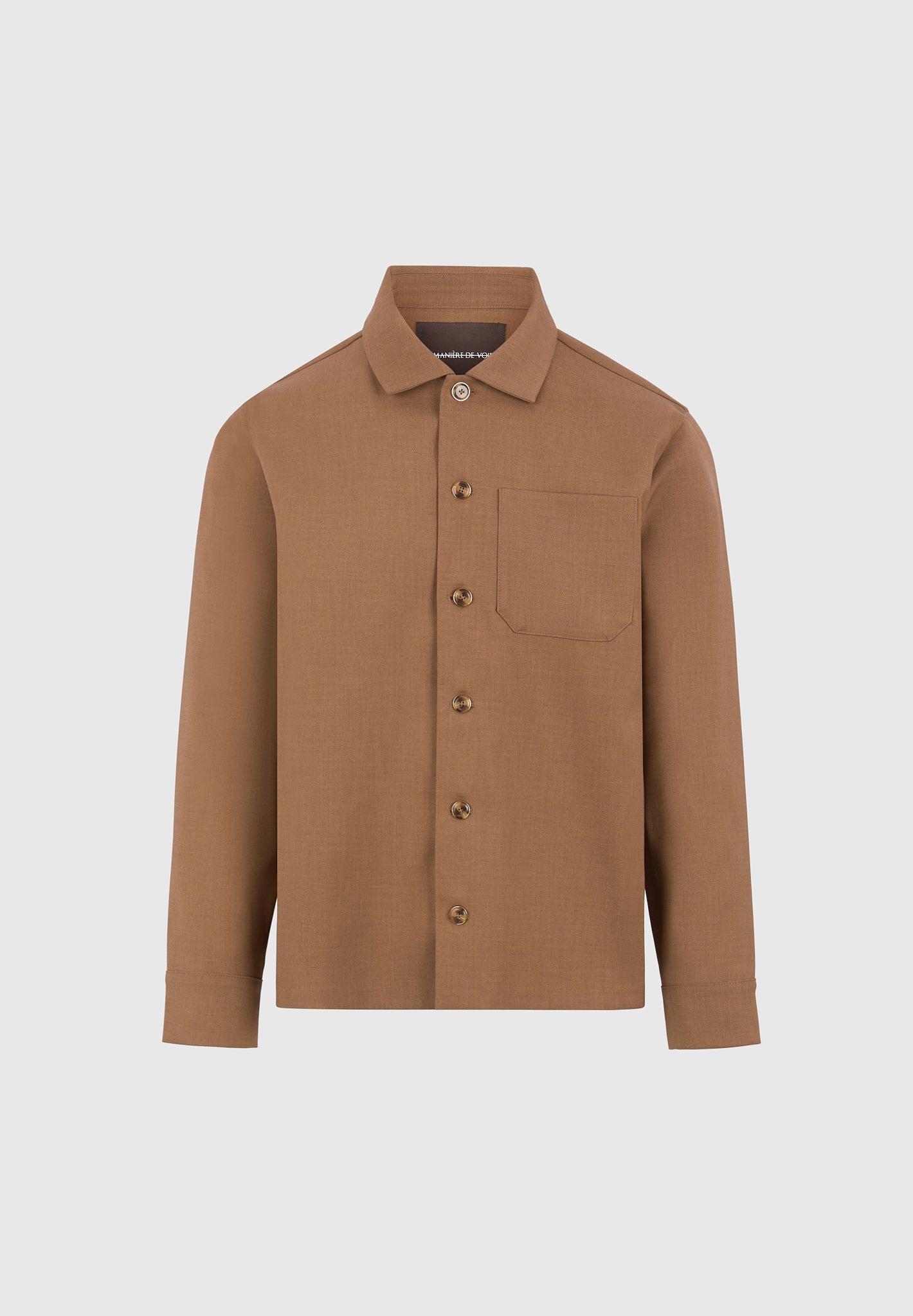 Valentin - Hatched Tailored Overshirt - Fawn Male Product Image