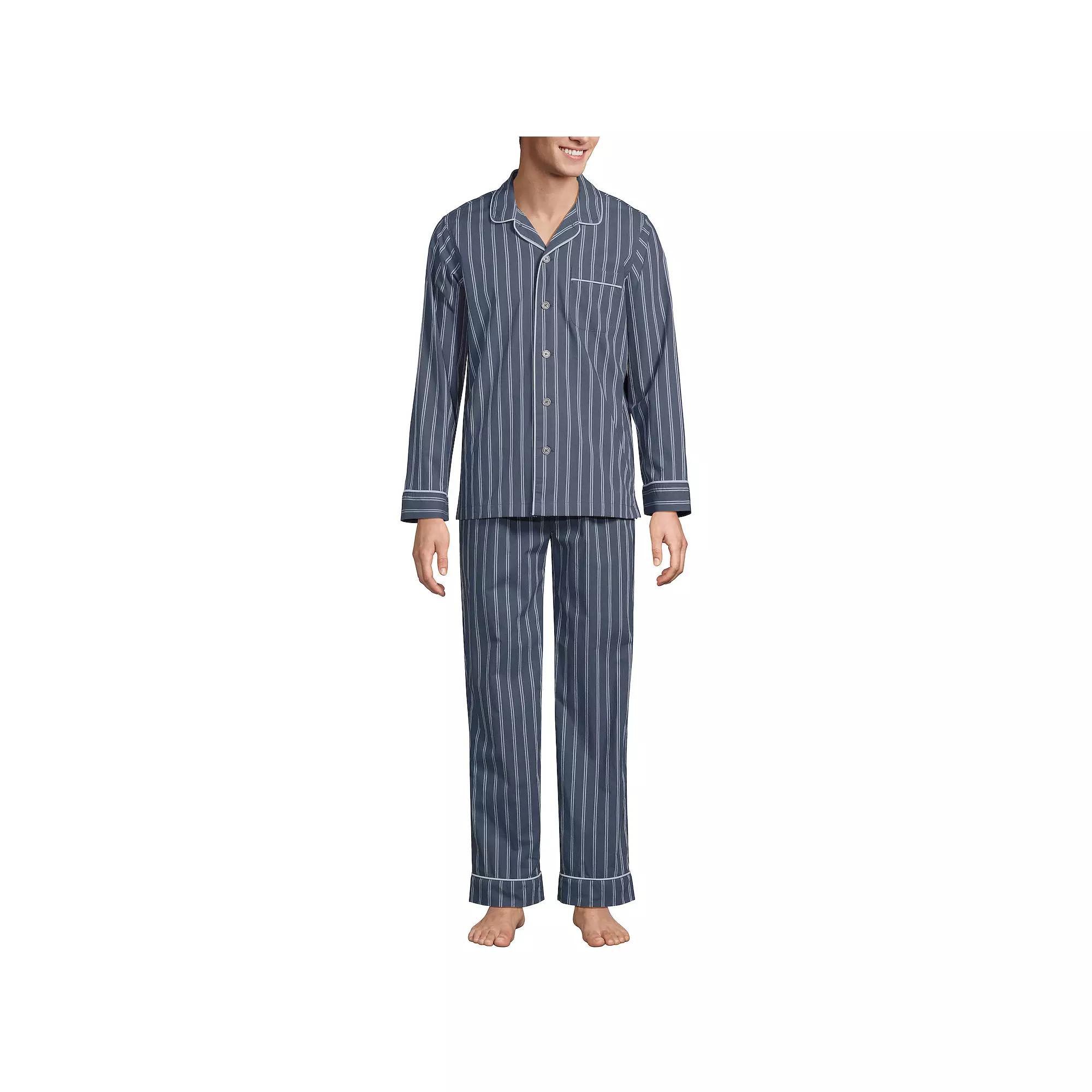 Men's Lands' End Essential Long Sleeve Top & Pants Pajama Set,  Product Image