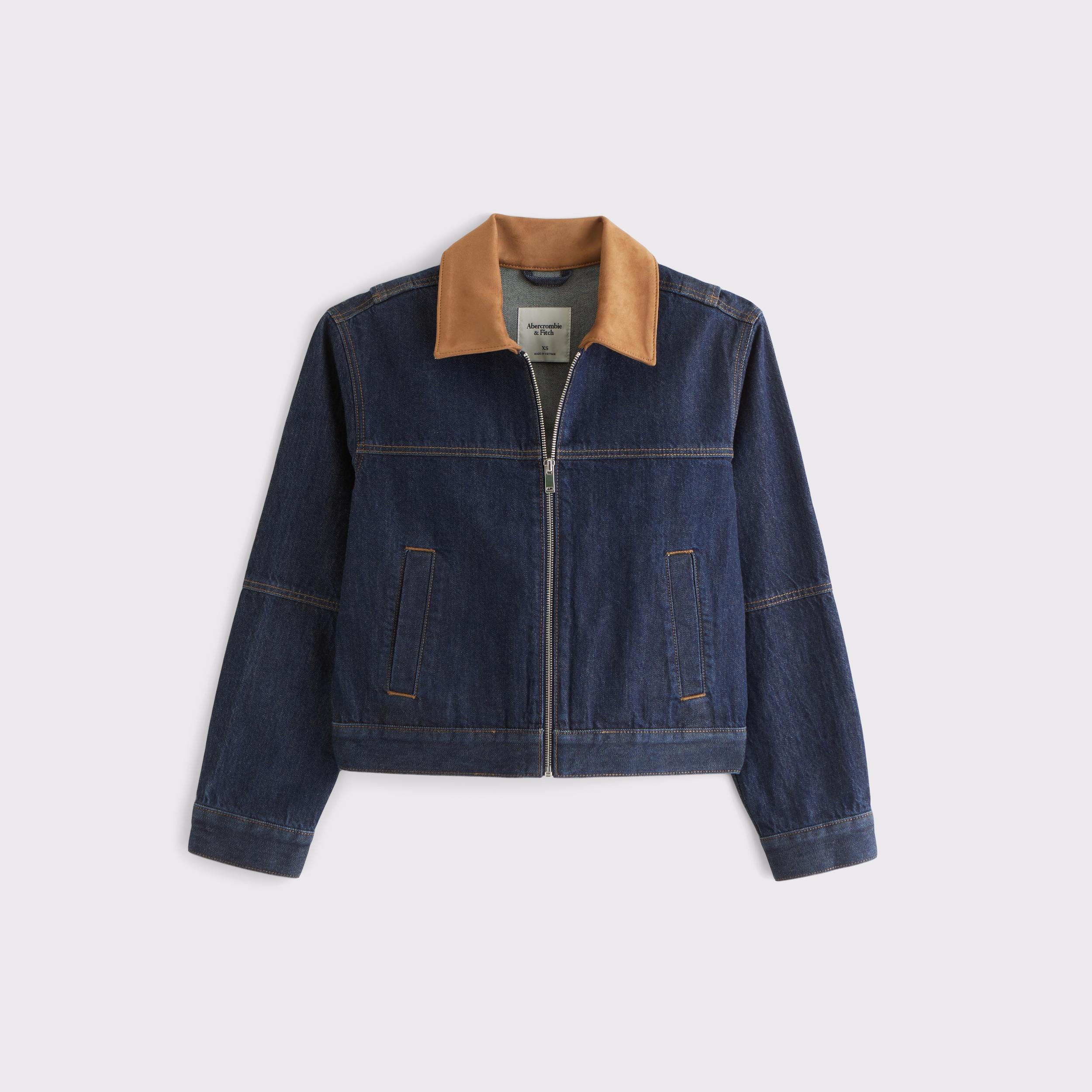 Denim Zip-Up Jacket Product Image