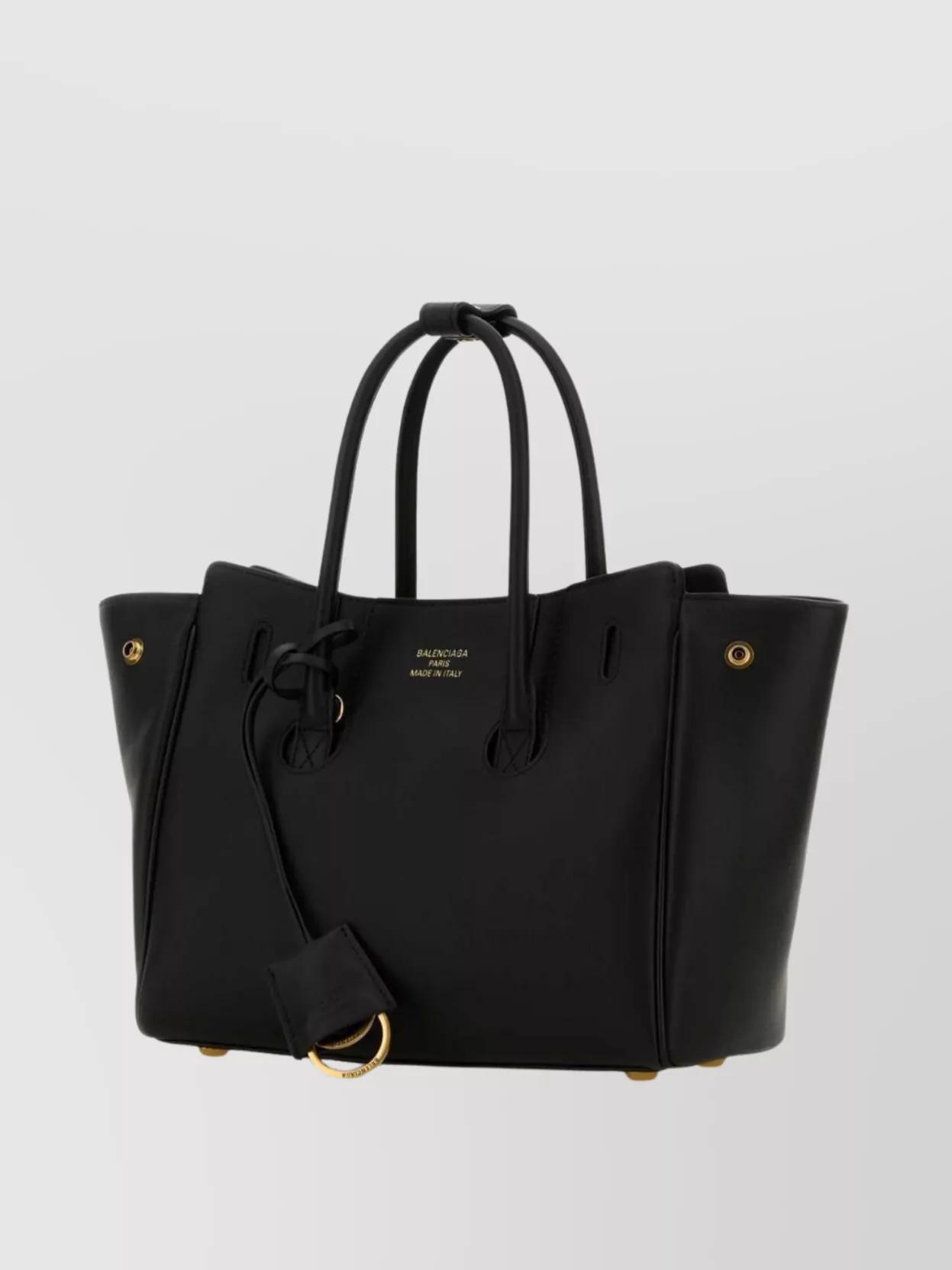 BALENCIAGA Women Black Leather Mini Carry All Hampton Shopping Bag Product Image