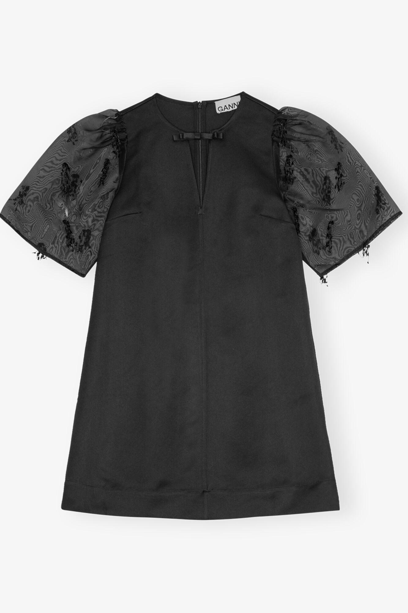 Black Fringed Organza Mini Dress Product Image