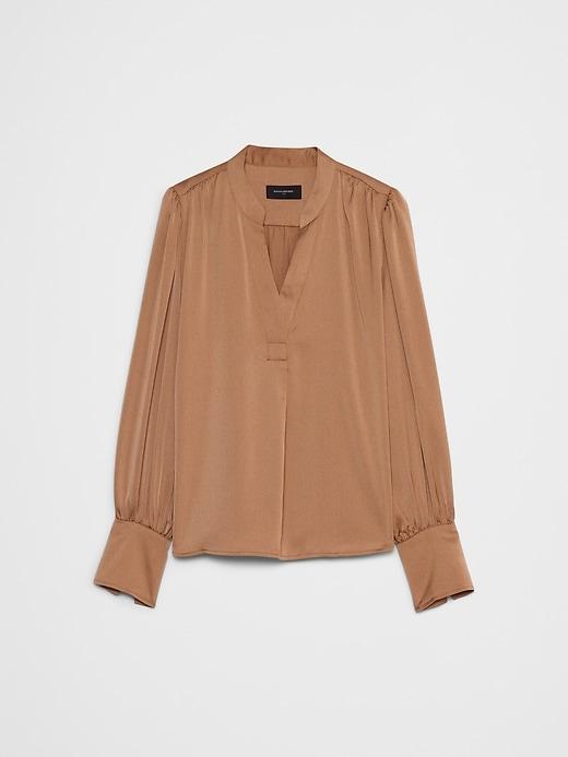 Crepe Volume-Sleeve Blouse Product Image