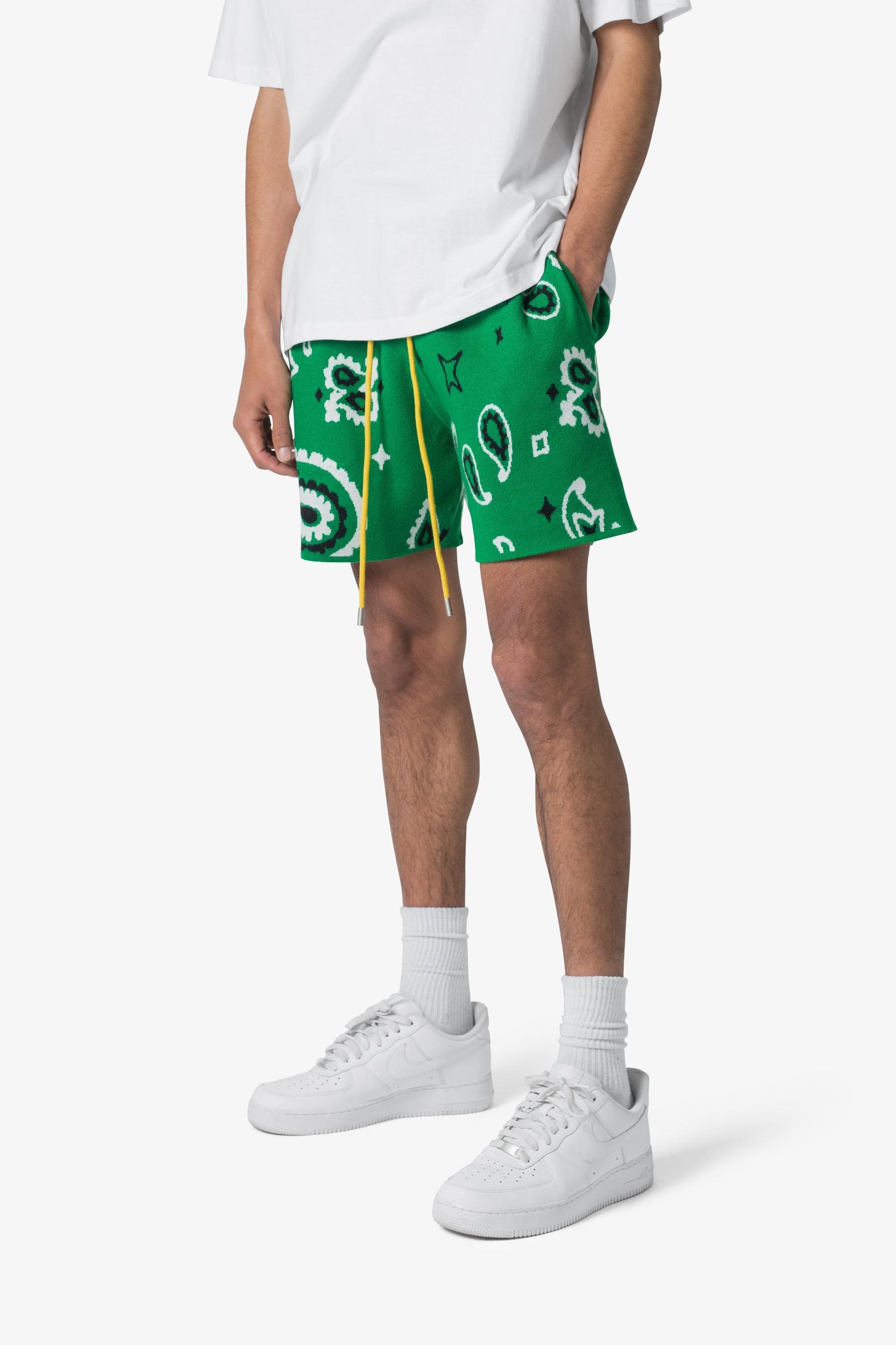 Paisley Knit Shorts - Green Male Product Image