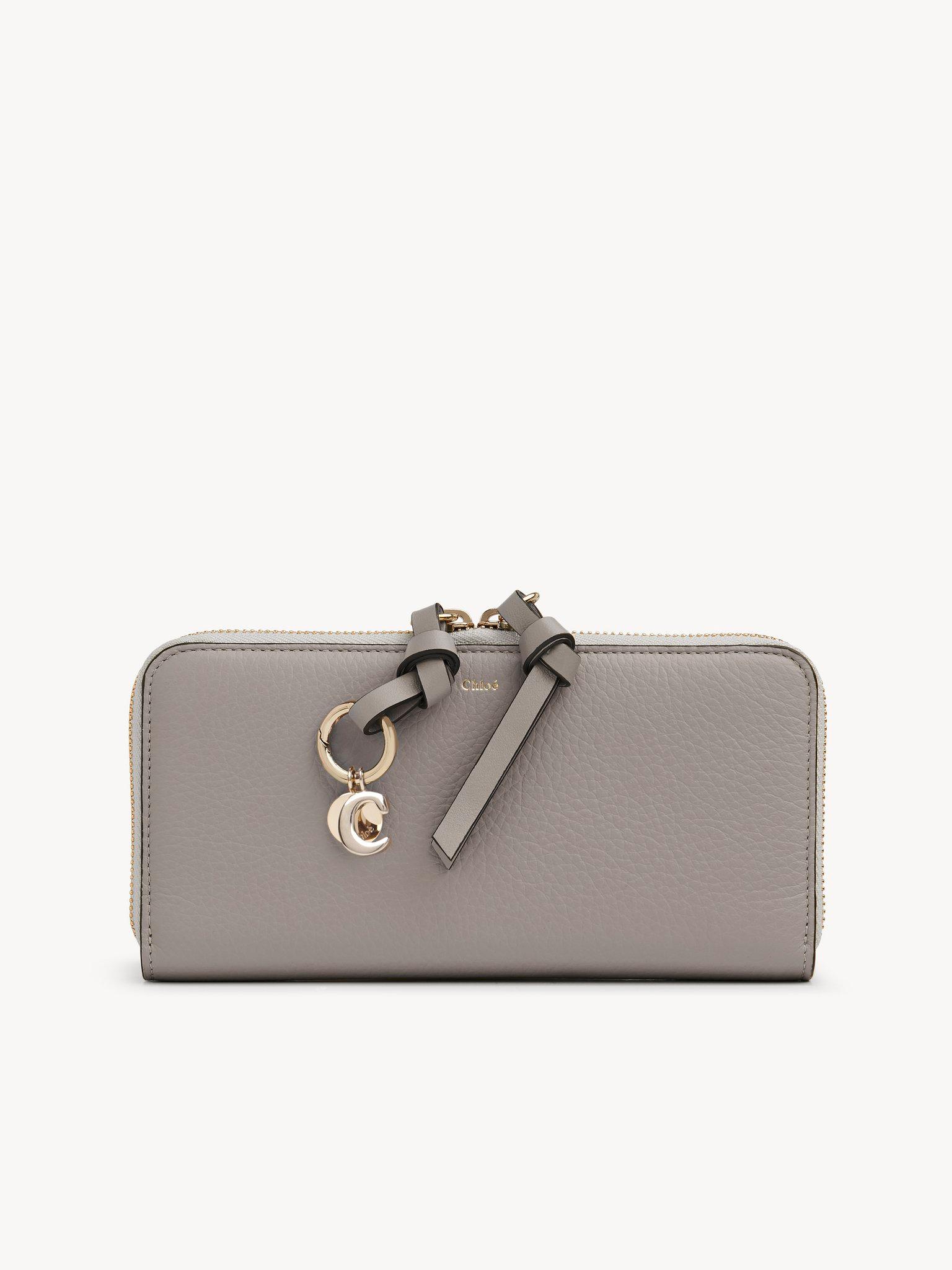 Alphabet zipped long wallet in grained leather Product Image