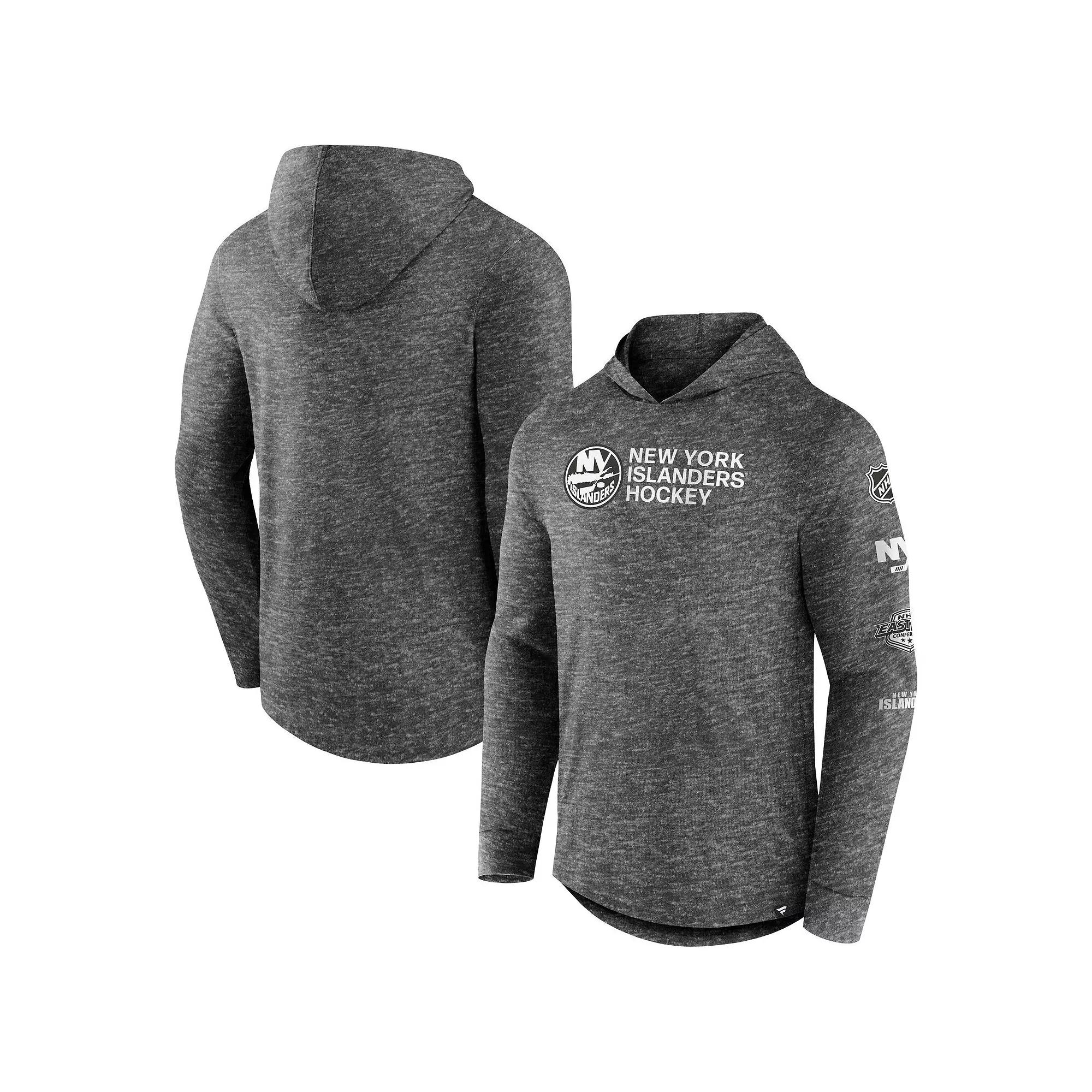 Men's Fanatics Branded Heather Charcoal Seattle Kraken Stacked Long Sleeve Hoodie T-Shirt,  Product Image