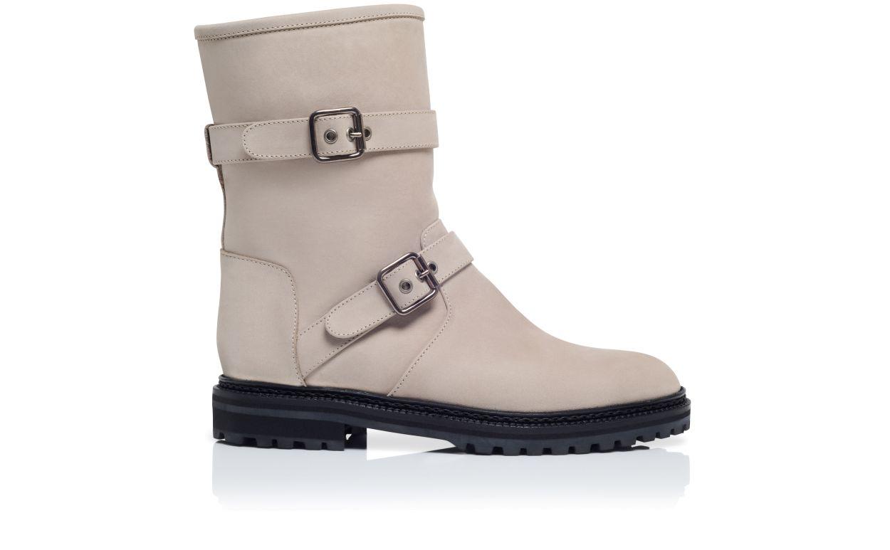 SULALTROSA Grey Nubuck Dual Buckle Ankle Boots  Product Image