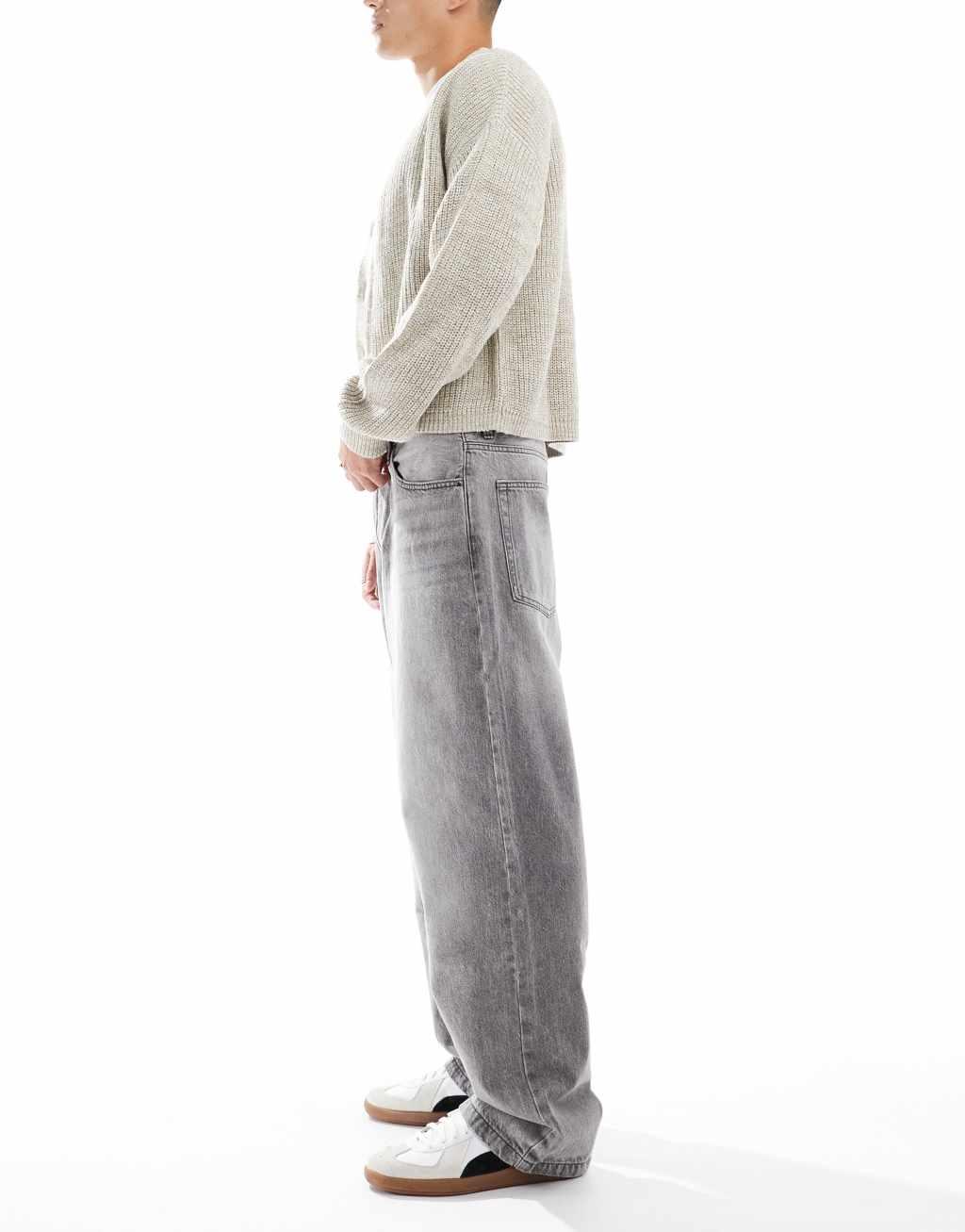 Bershka baggy jeans in gray | ASOS Product Image