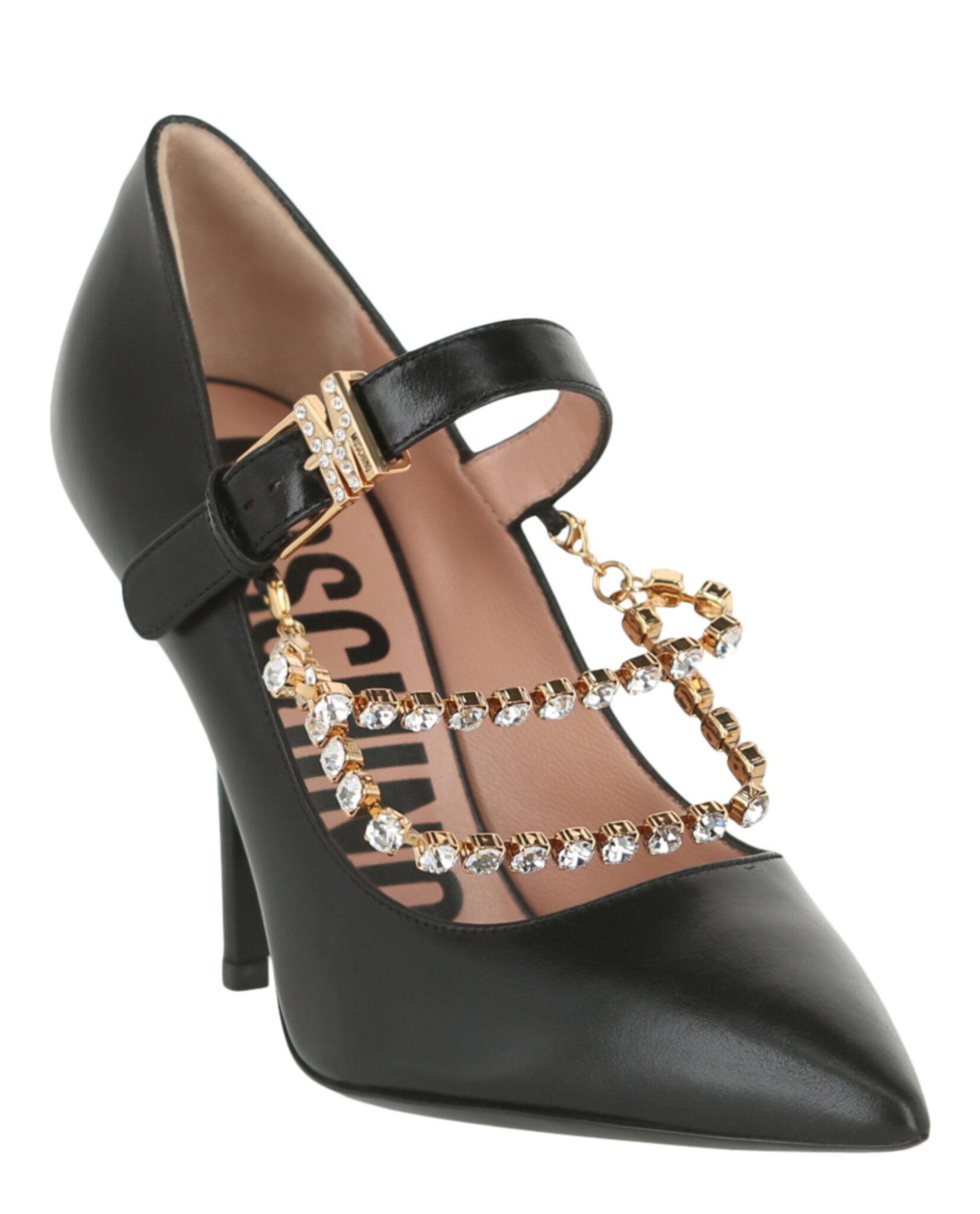 Moschino Rhinestone-Embellished Leather Pumps Female Product Image
