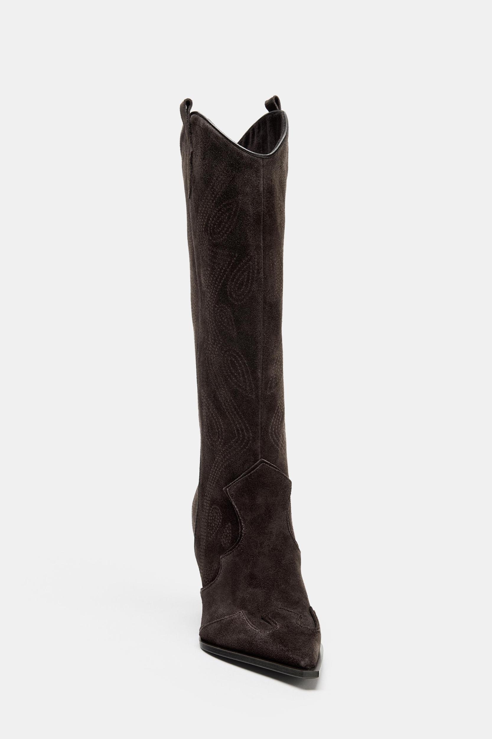 SPLIT LEATHER HEELED BOOTS Product Image