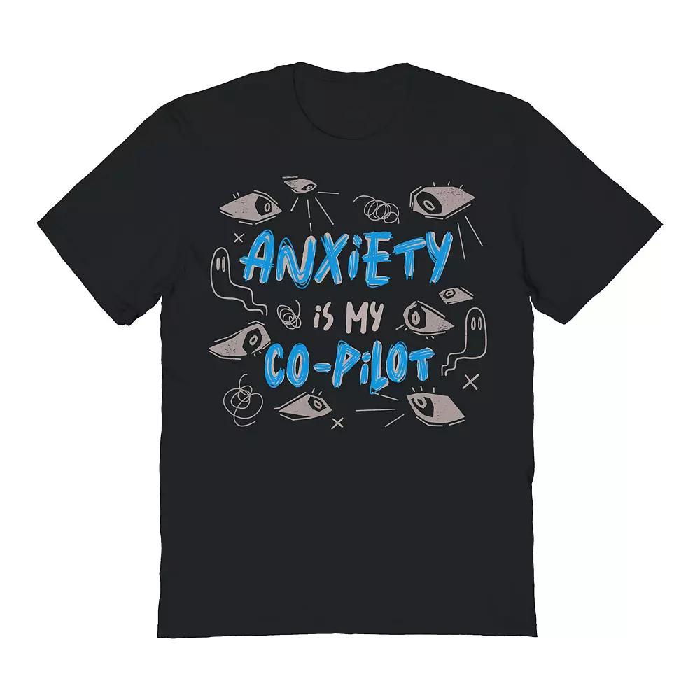 Men's COLAB89 by Threadless Anxiety Is My Co Pilot Graphic Tee, Size: Large, Black Product Image
