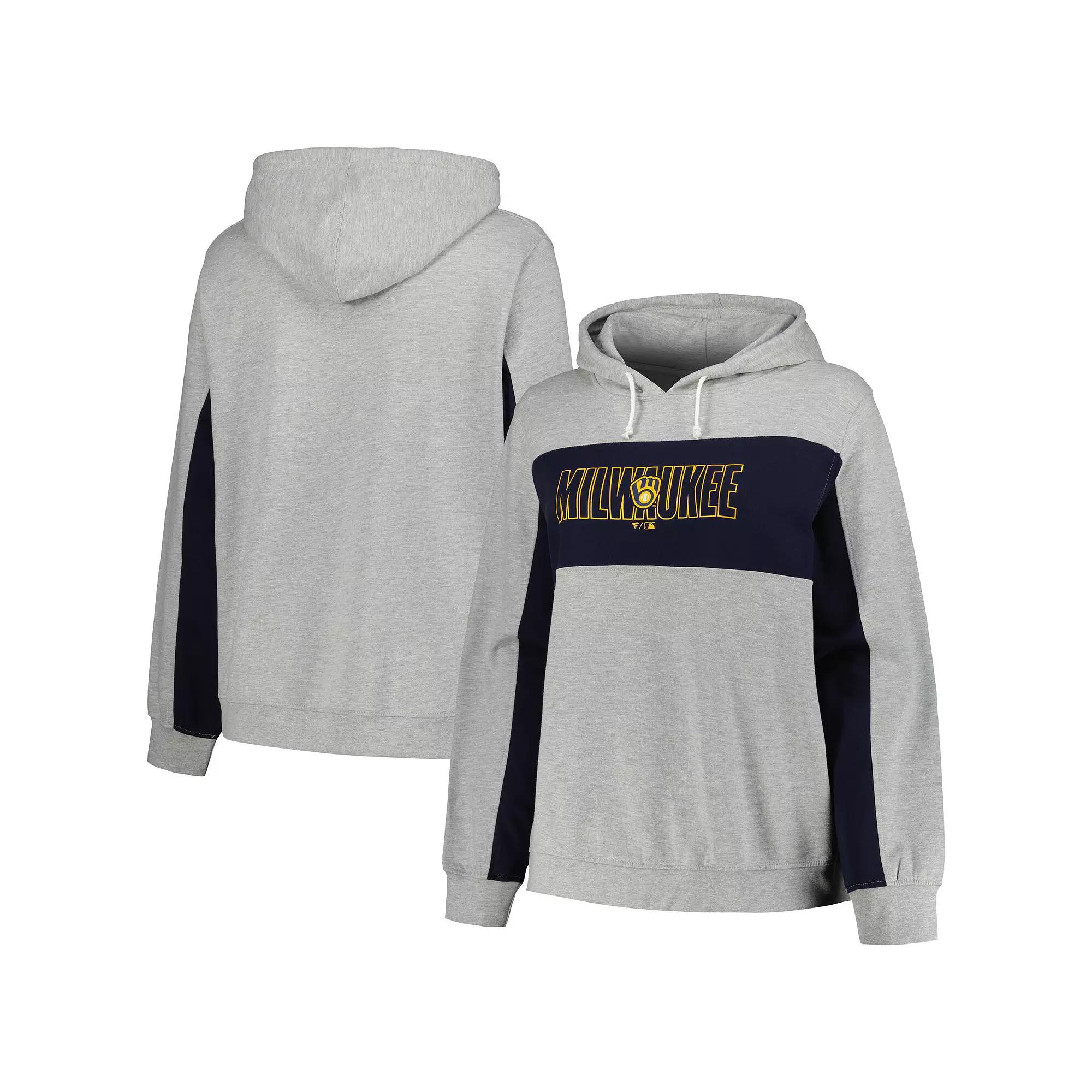 Women's Profile Heather Gray Milwaukee Brewers Plus Size Pullover Jersey Hoodie, Size: 1XL, Grey Product Image