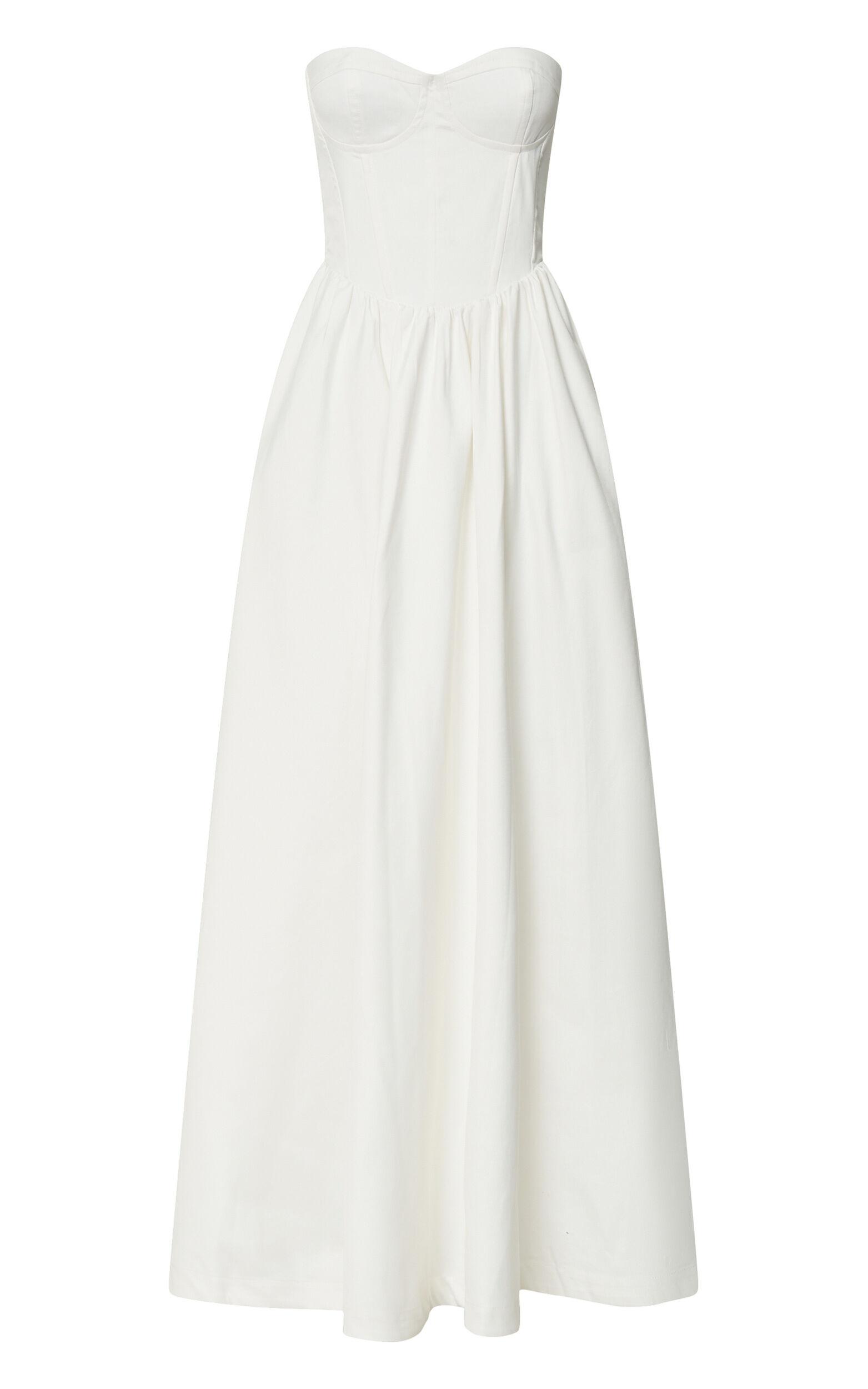Vivian Maxi Dress - Strapless Corset Front Split Dress in Ivory Product Image