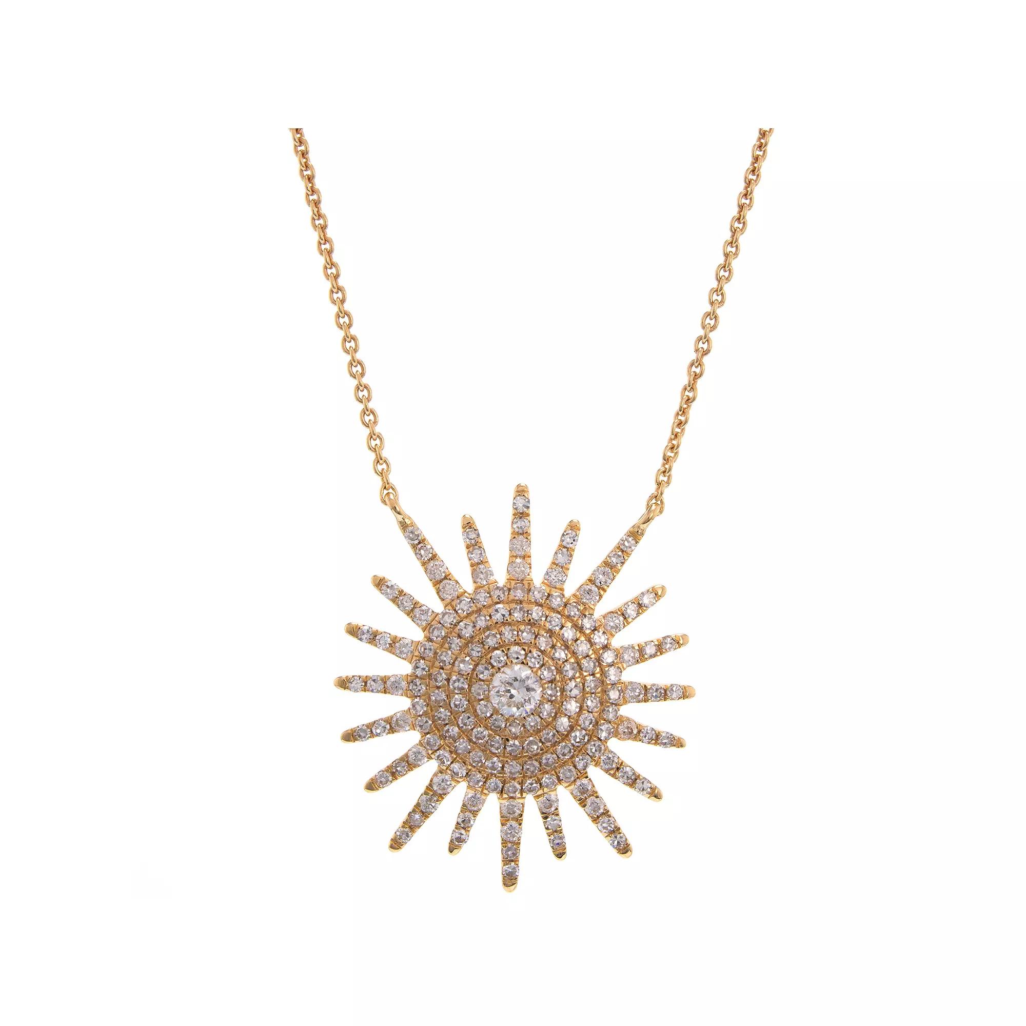 Luxle 14k Gold 1/2 Carat T.W. Diamond Starburst Necklace, Women's Product Image