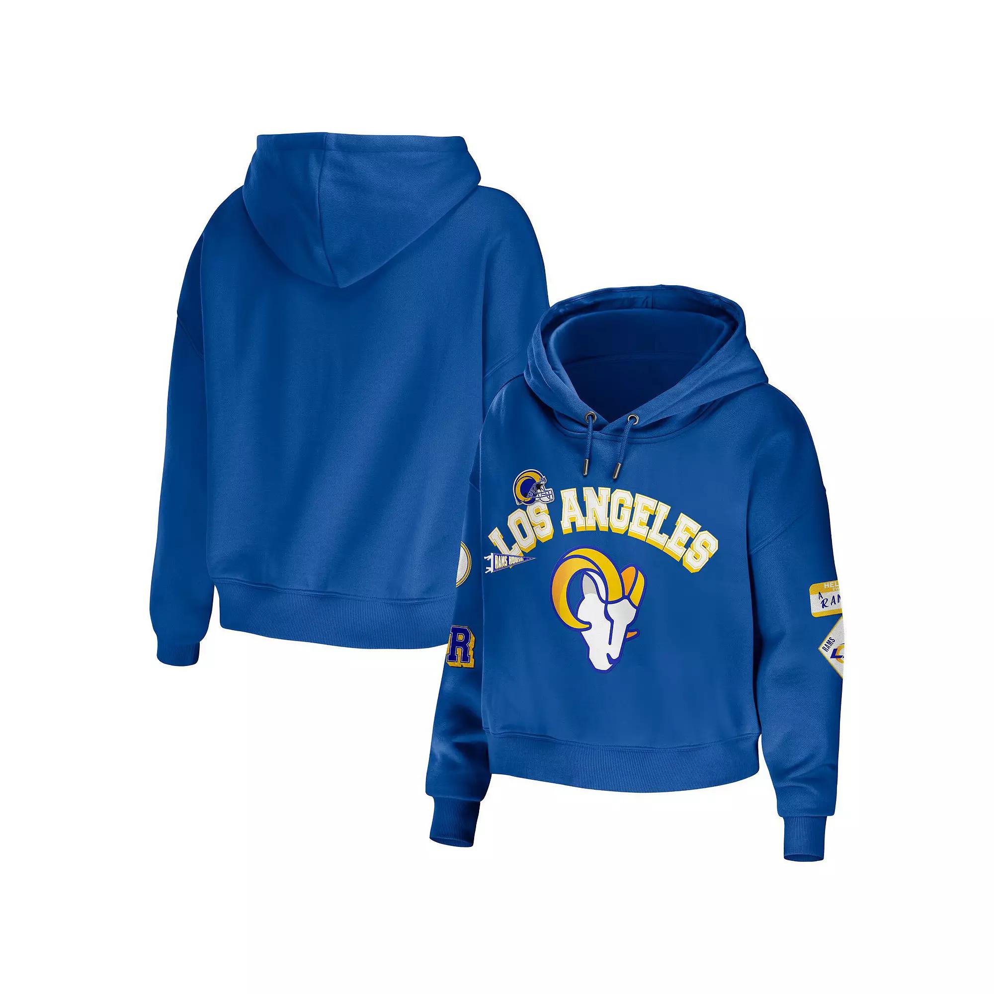 Women's WEAR by Erin Andrews Powder Blue Los Angeles Chargers Modest Cropped Pullover Hoodie,  Product Image