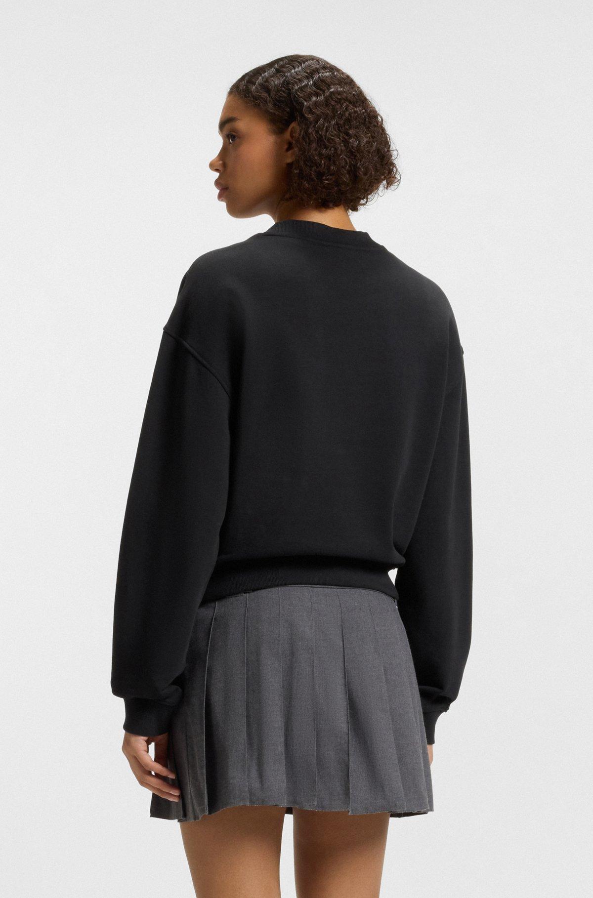 Cotton-terry sweatshirt with blue logo Product Image