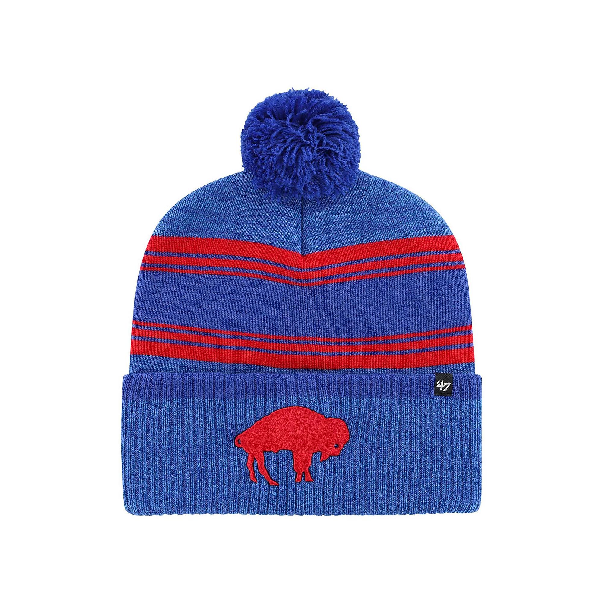 Men's '47 Royal Buffalo Bills Fadeout Cuffed Knit Hat with Pom, Blue Product Image