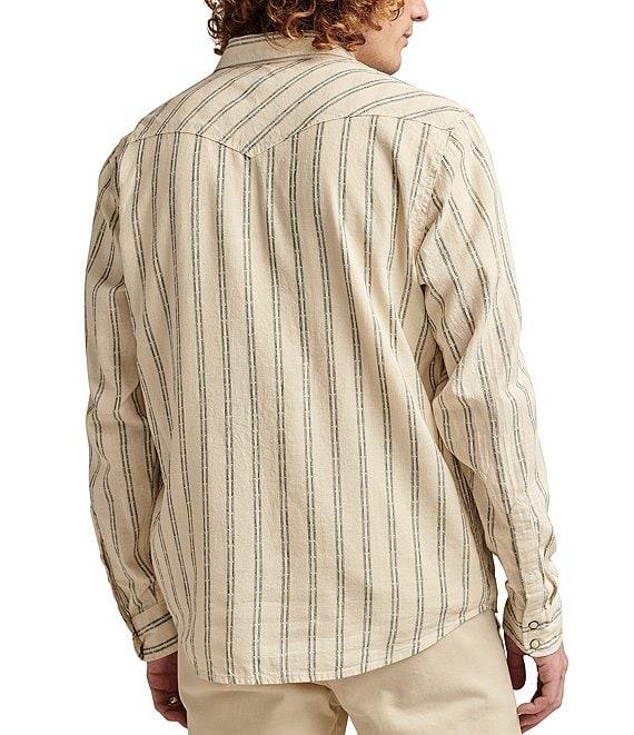 Lucky Brand Long Sleeve Mesa Western Inspired Striped Linen-Blend Shirt Product Image