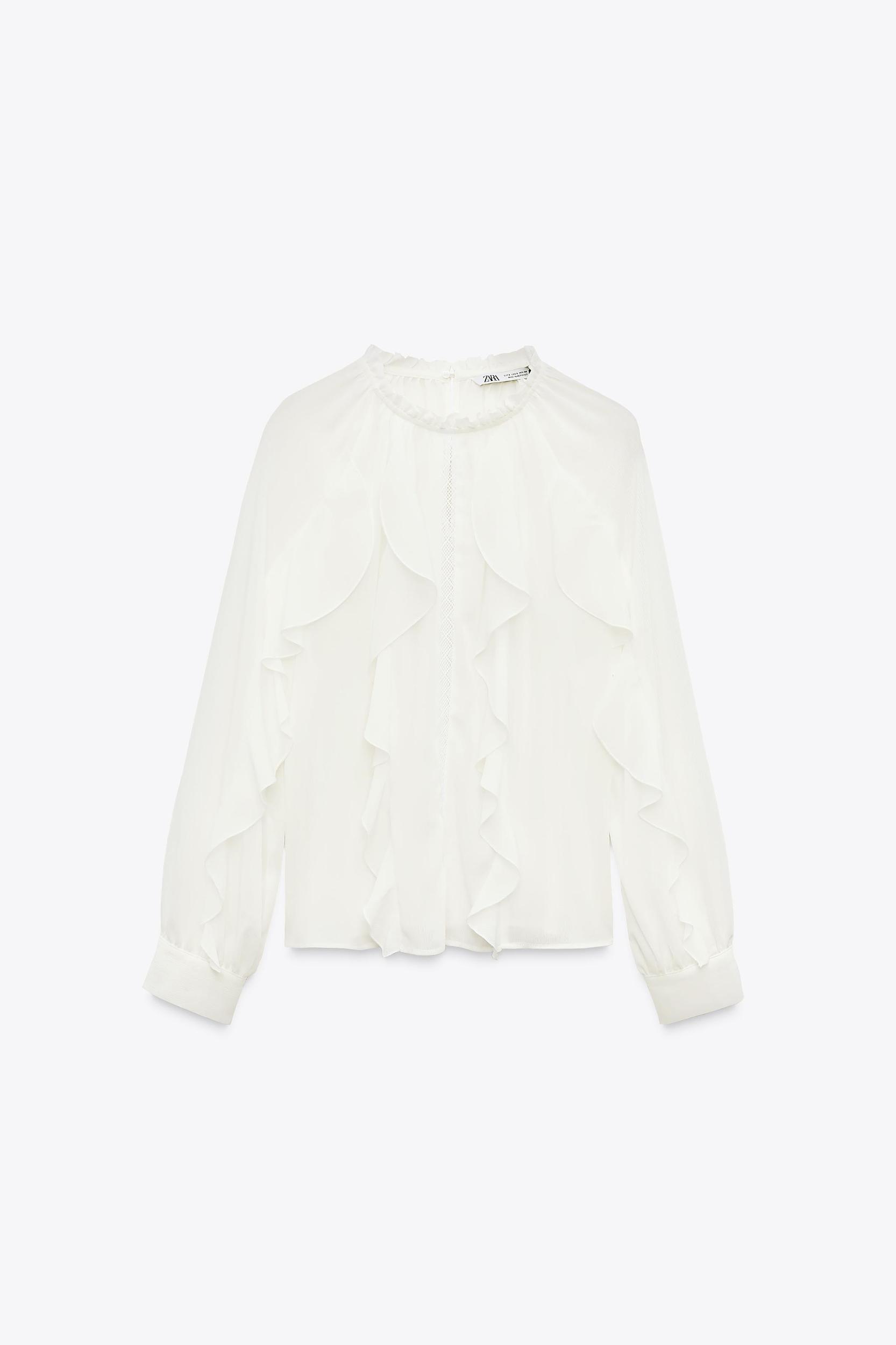 RUFFLED LACE INSERT BLOUSE Product Image