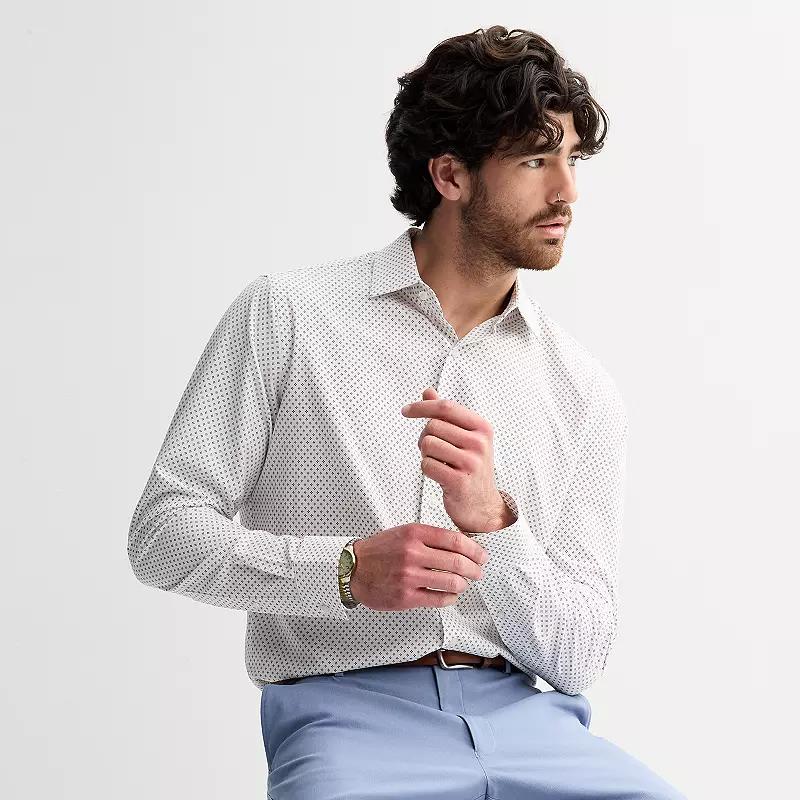 Men's Apt. 9® Performance Regular-Fit Wrinkle Resistant Dress Shirt, Size: XL-36/37, White Geo Floral Product Image