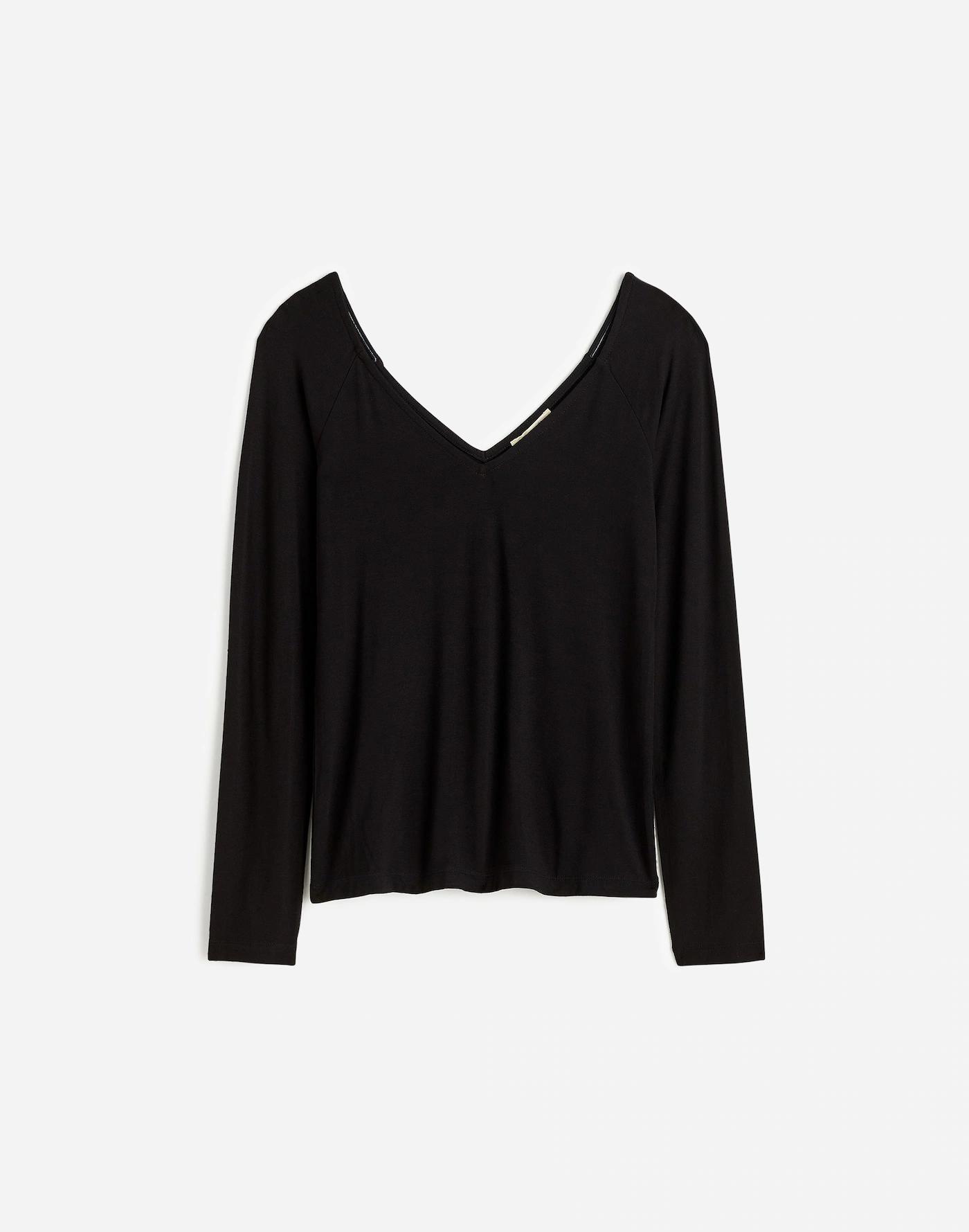 Jersey V-Neck Long-Sleeve Top Product Image