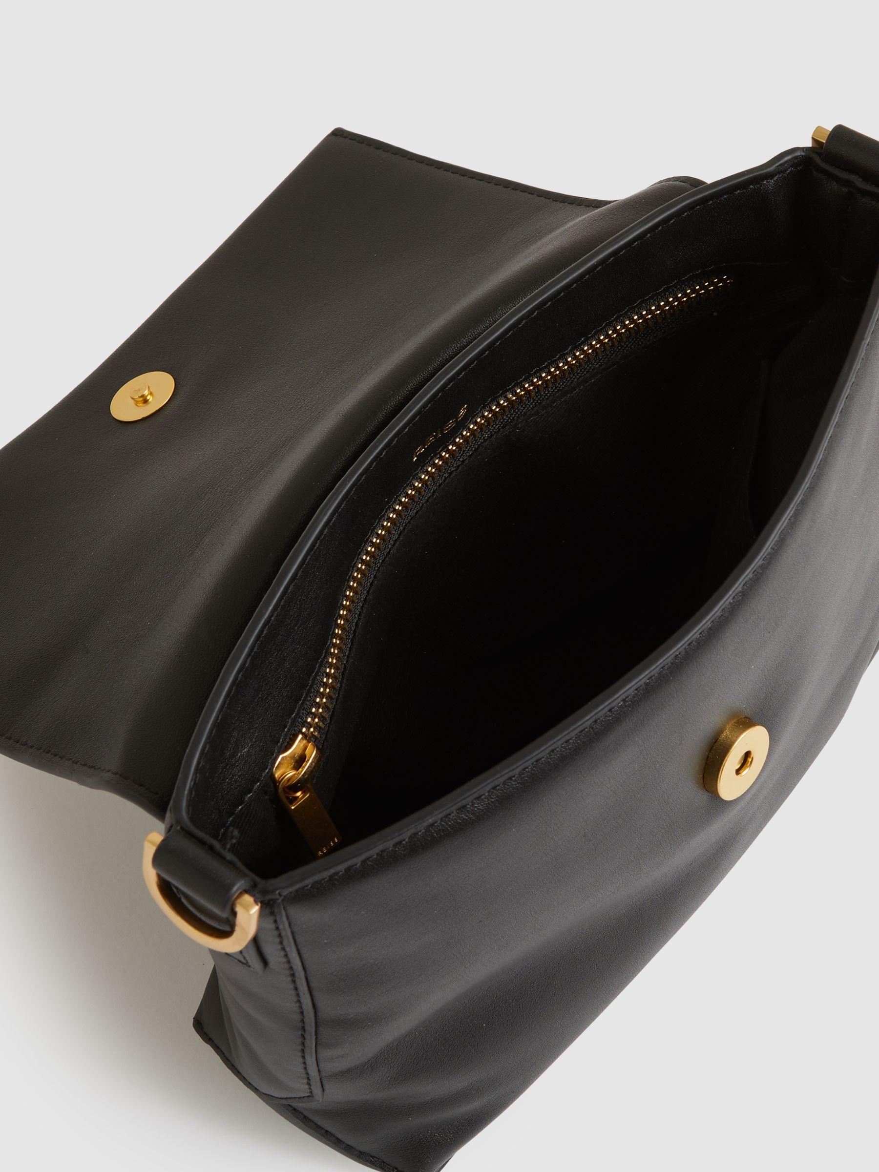 Leather Flap Crossbody Bag in Black Product Image