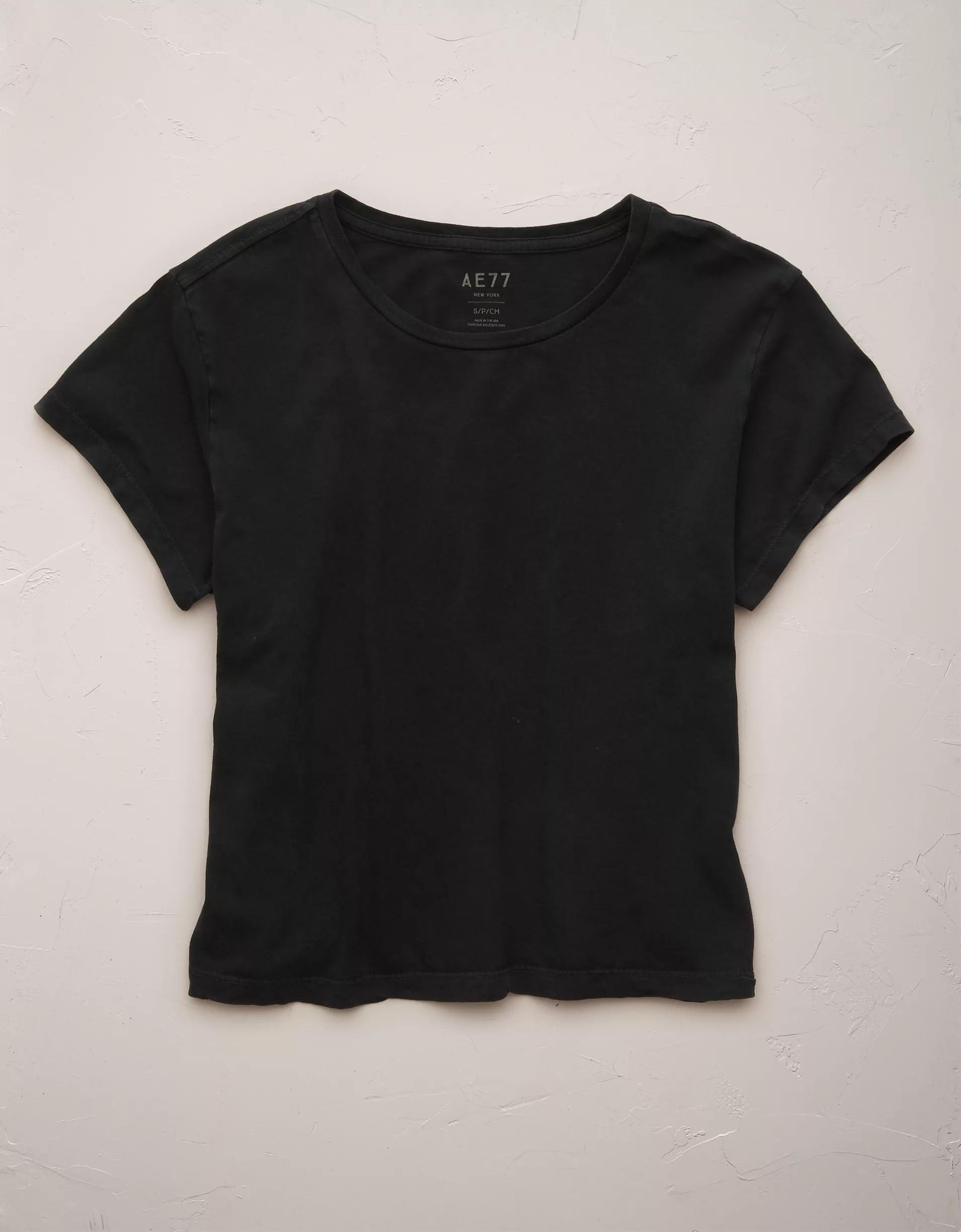 AE77 Premium Boxy Cropped Crewneck T-Shirt Product Image
