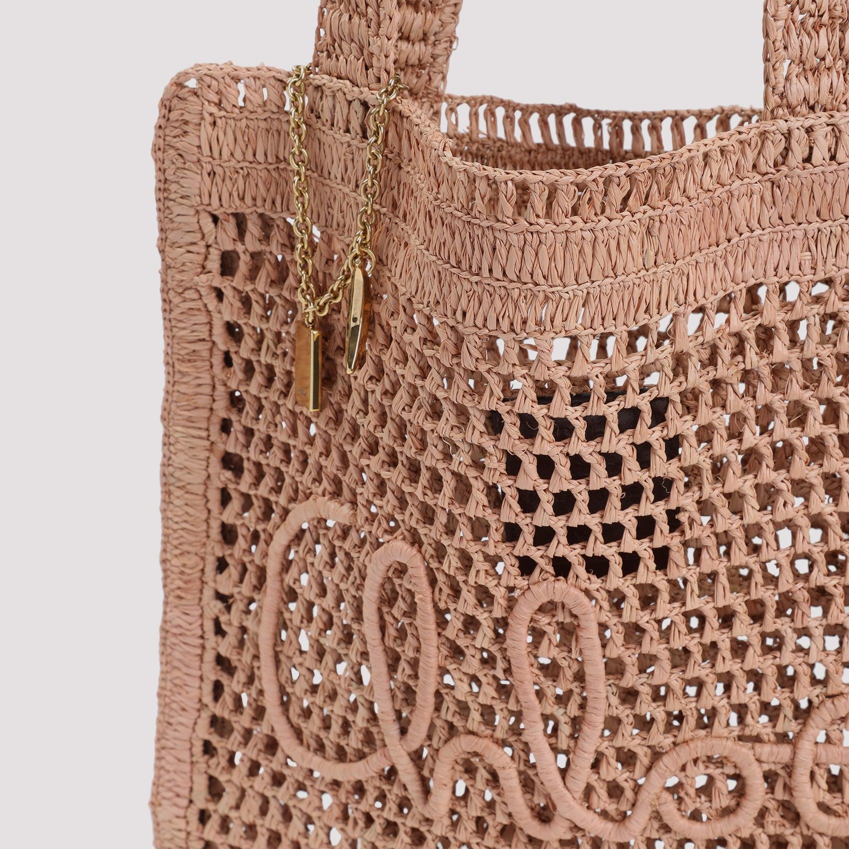 CHLOÉ Summer Banana Embellished Crocheted Embroidered Faux Raffia Tote In Beige Product Image