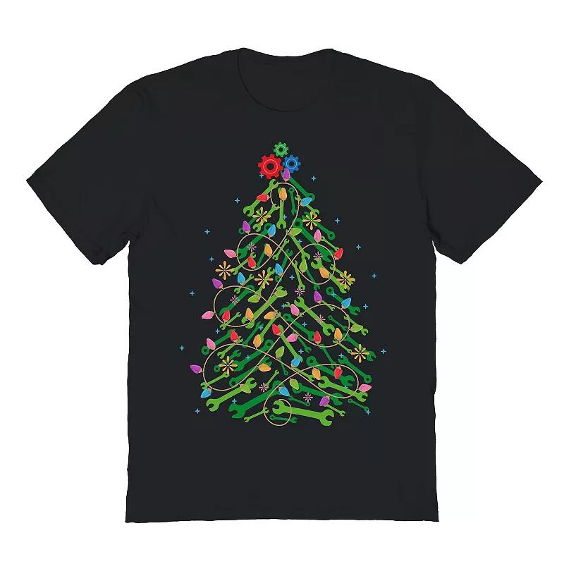 Men's Mechanic Tree Christmas Graphic Tee, Size: XXL, Black Product Image