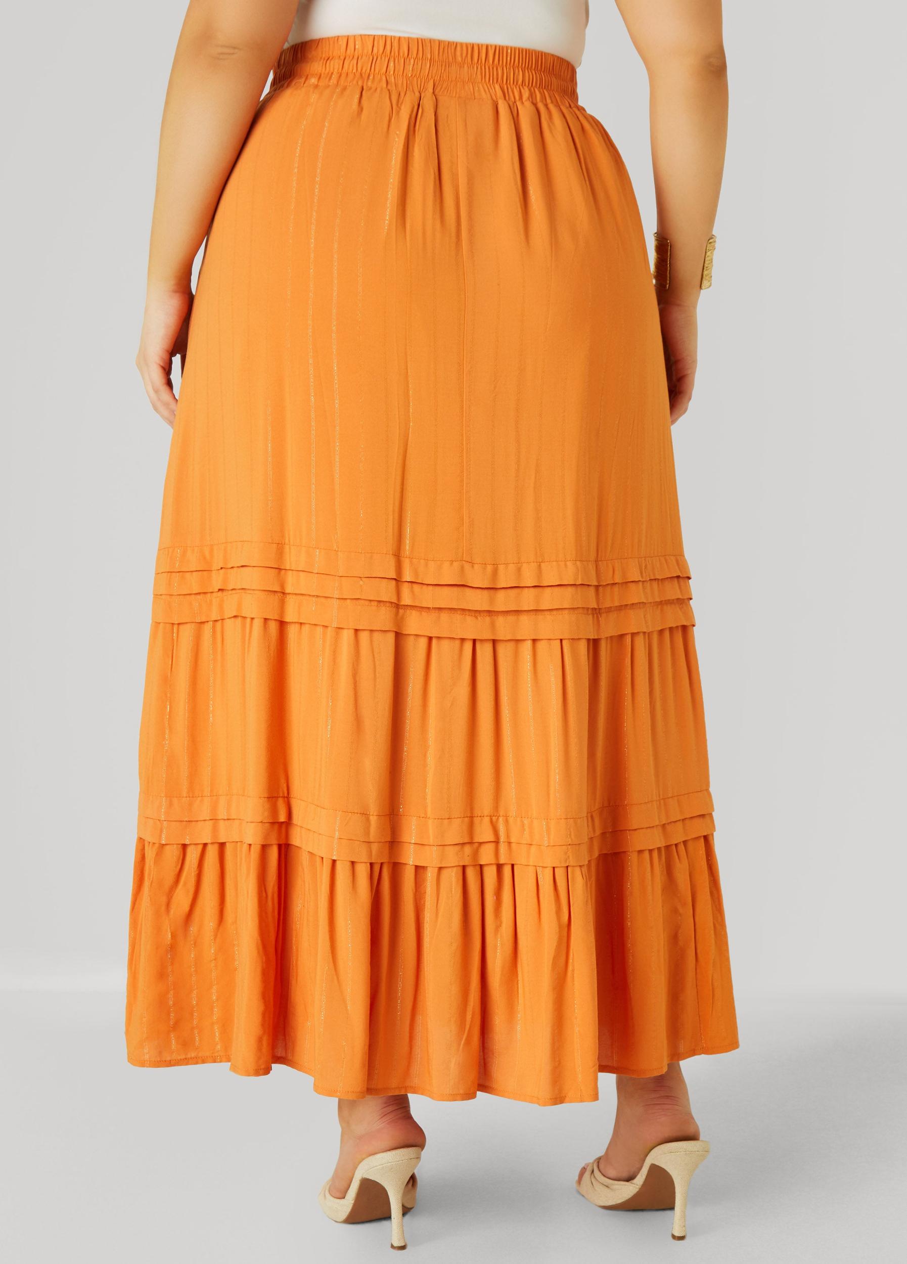 Plus Size Pleated Metallic Maxi Skirt Ashley Stewart Product Image