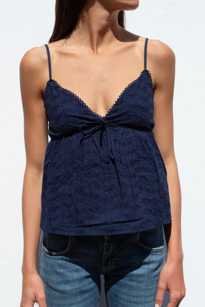 V-neck broderie anglaise top Product Image