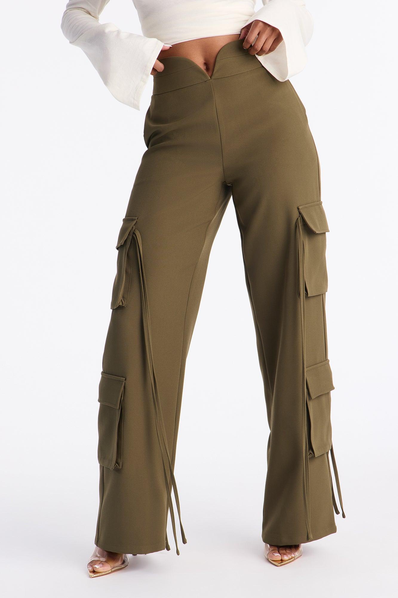 Morgan V Waist Cargo Pants 33 - Military Green Female Product Image
