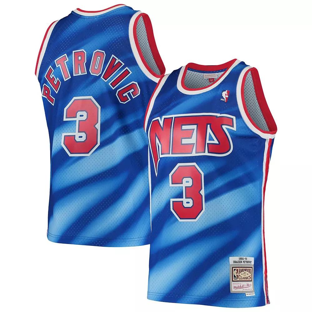 Men's Mitchell & Ness Drazen Petrovic Blue New Jersey Nets 1990/91 Hardwood Classics Swingman Jersey,  Product Image