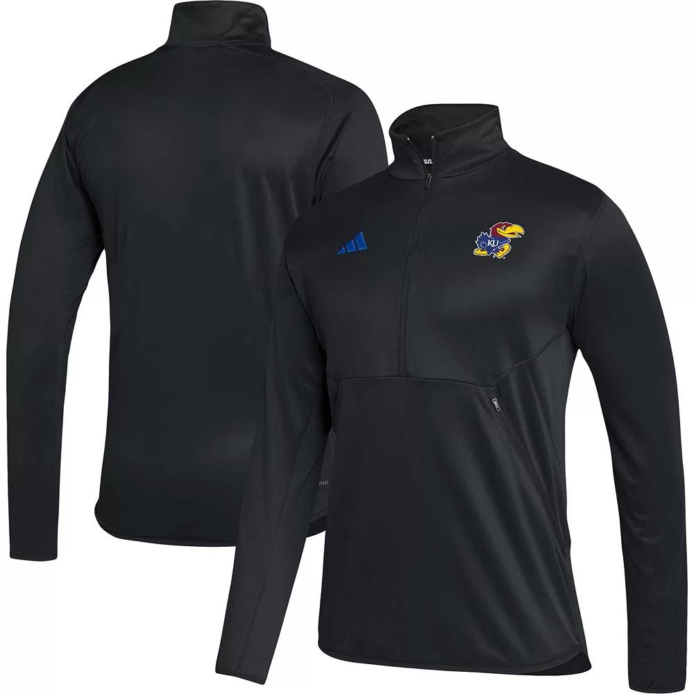Men's adidas Black Kansas Jayhawks 2023 Sideline AEROREADY Half-Zip Top, Size: Small Product Image