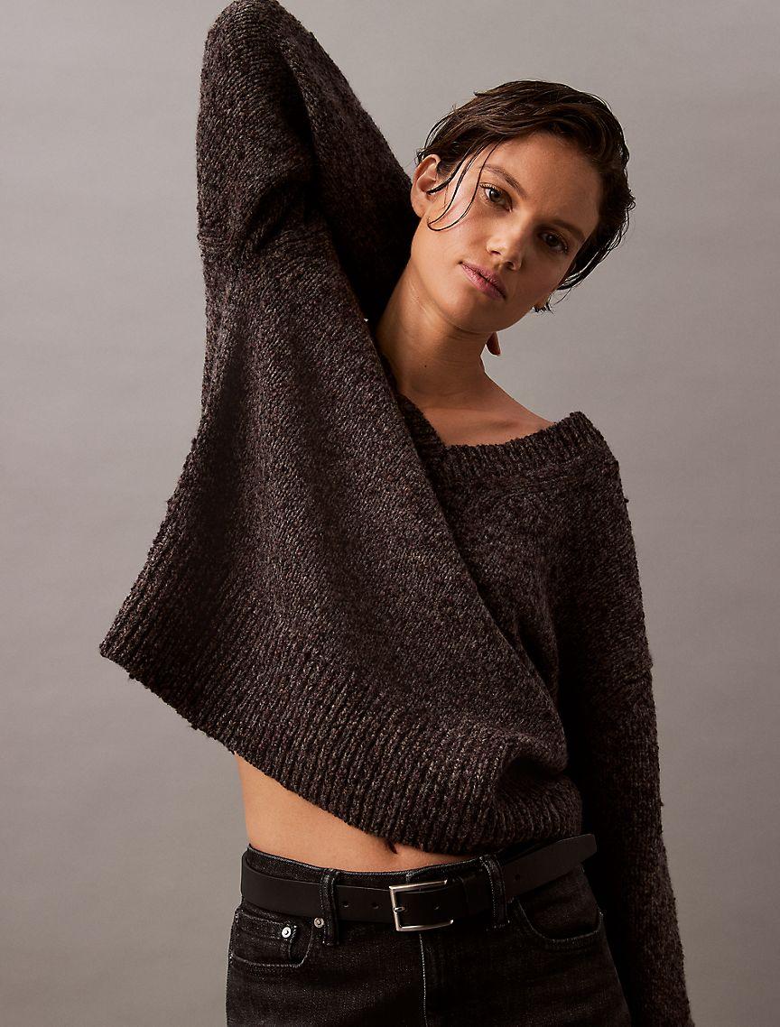Melange Wool V-Neck Sweater Product Image