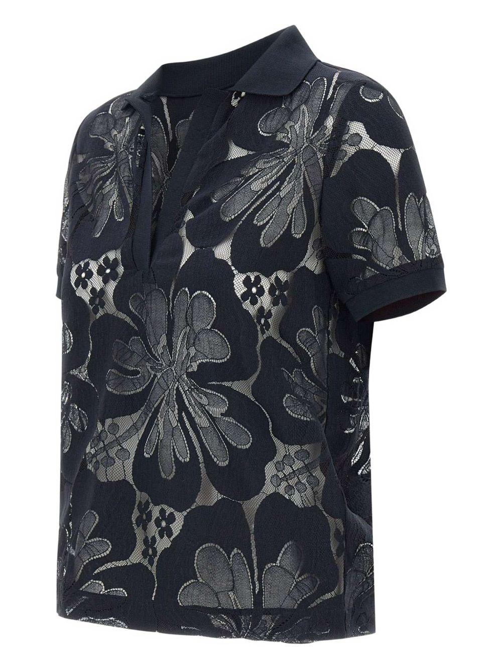 floral-lace polo top Product Image