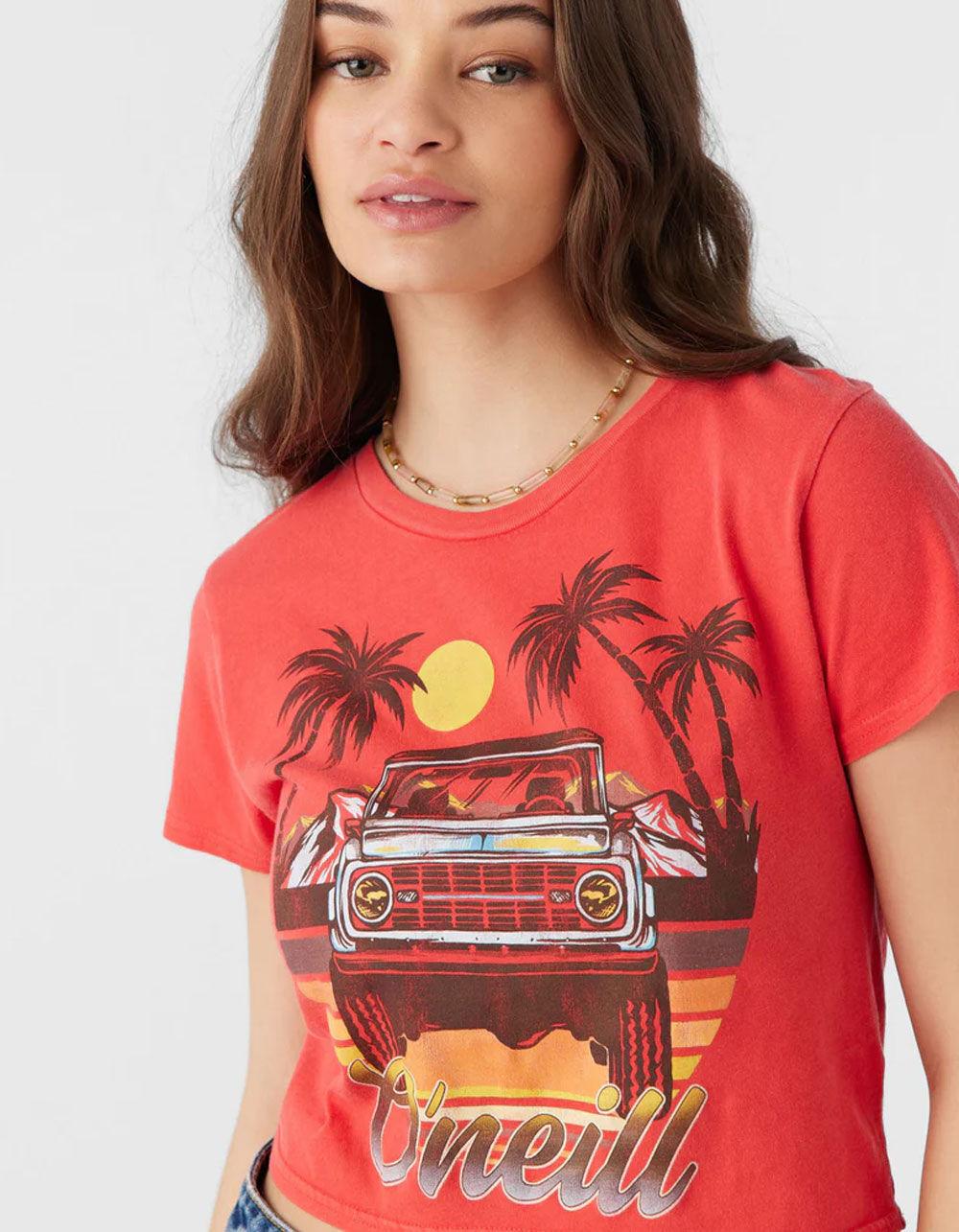 O'NEILL Drive Wild Womens Crop Baby Tee - RED Product Image