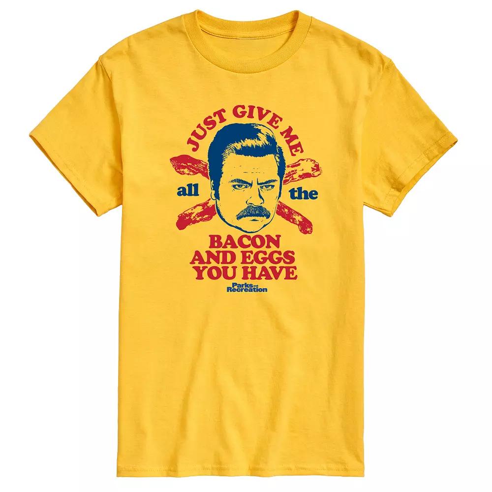 Men's Parks And Recs Ron Bacon Eggs Graphic Tee,  Product Image