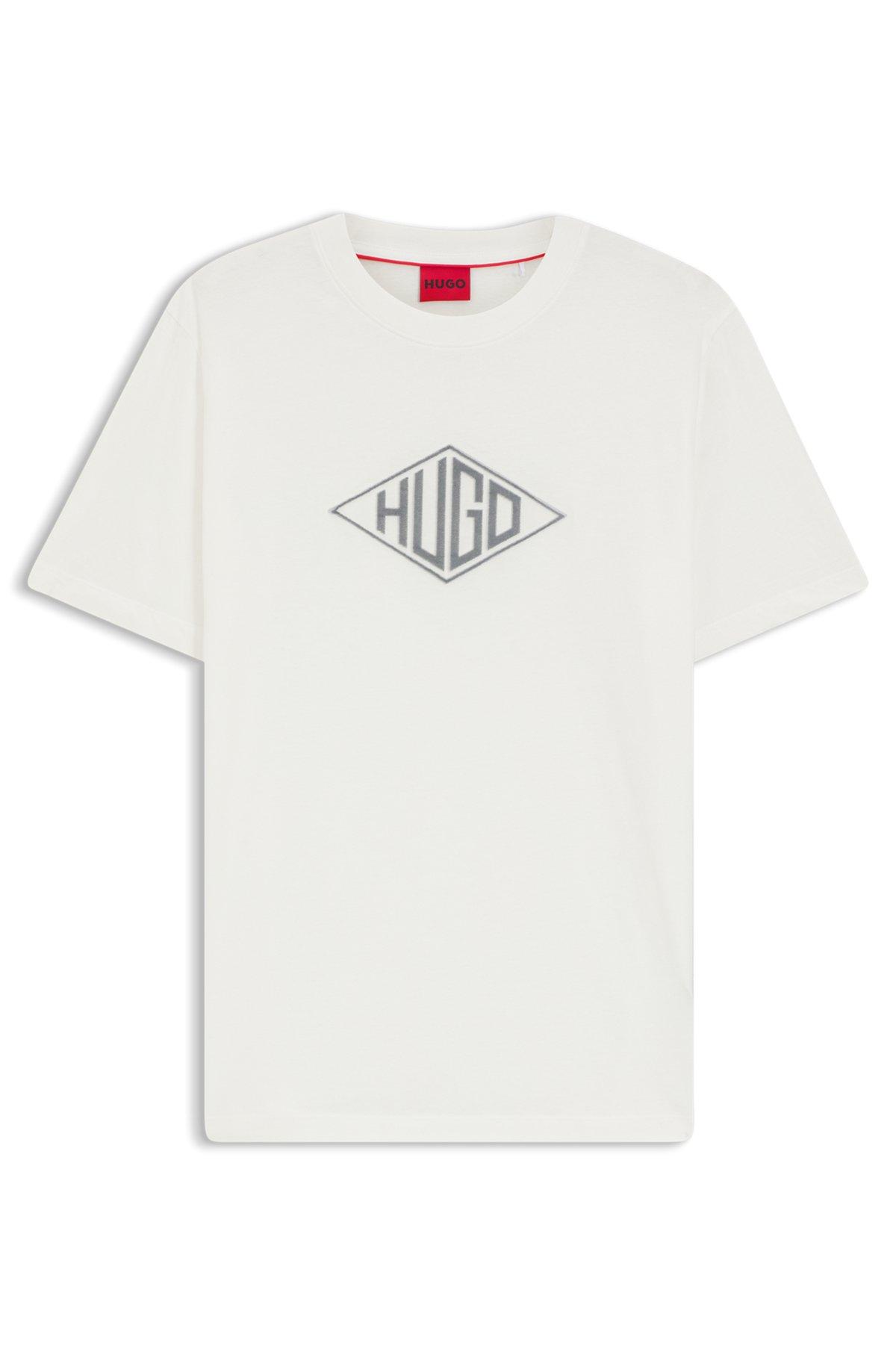 Cotton-jersey T-shirt with geometric logo embroidery Product Image