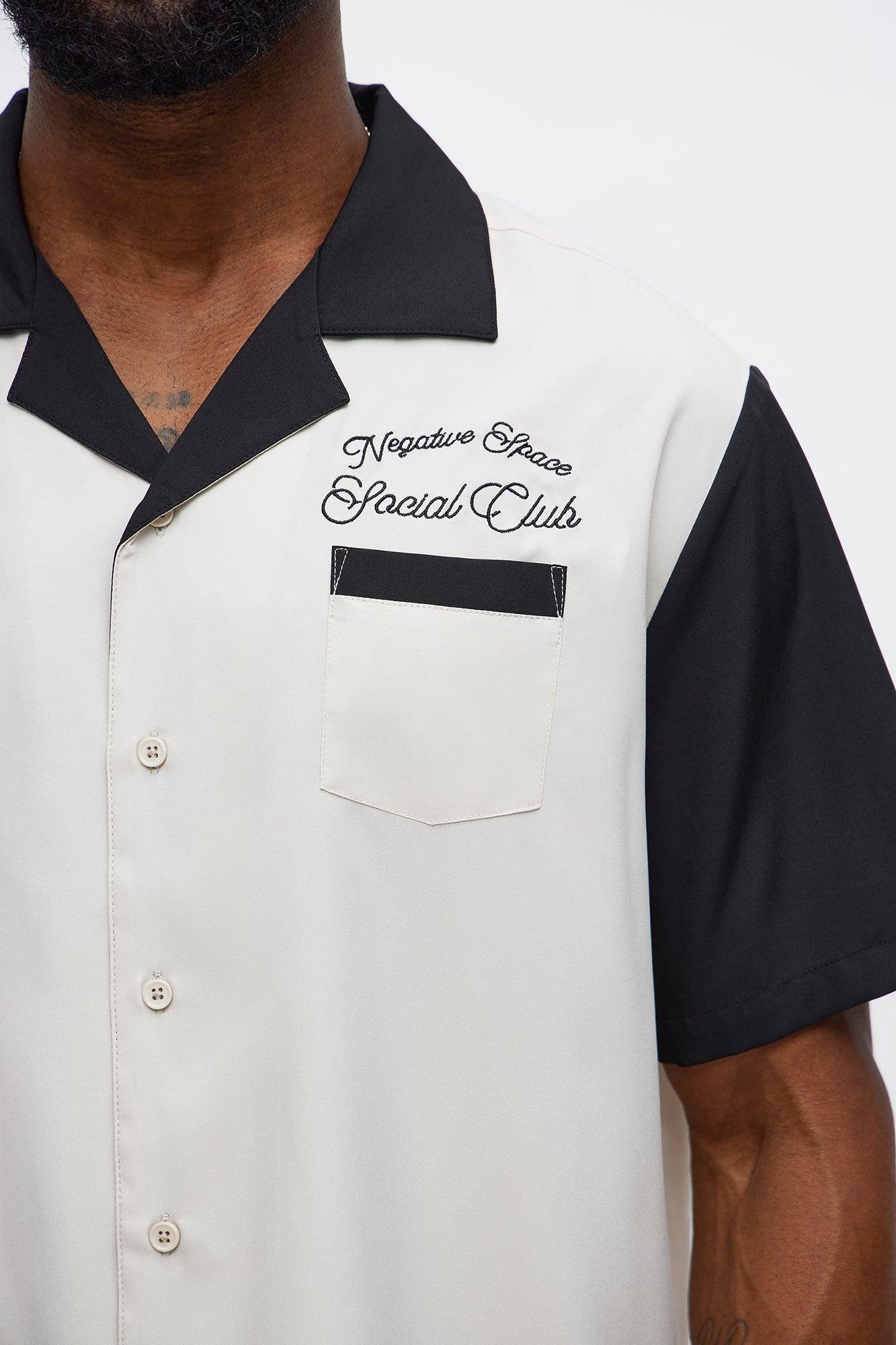 Regular Fit Social Club Bowling Shirt - Black/combo Male Product Image