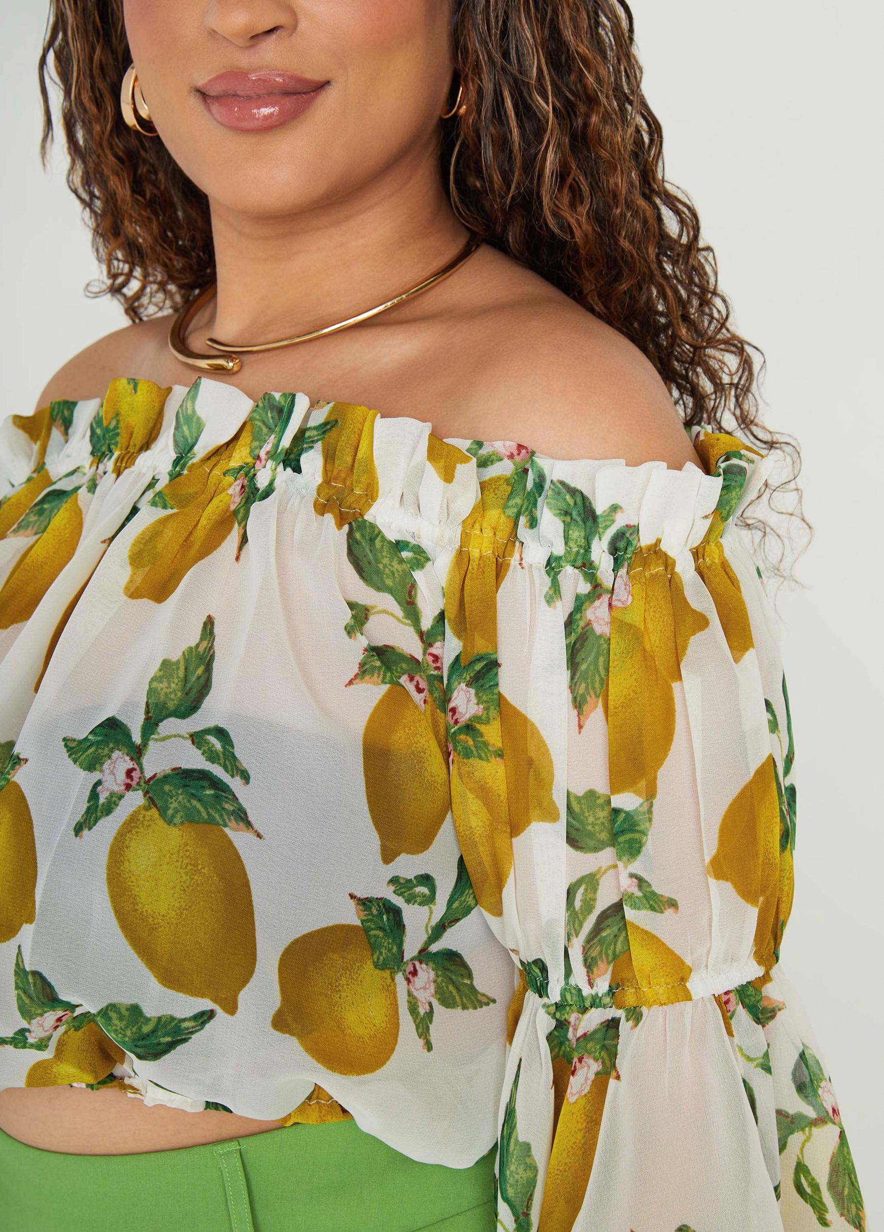 Off The Shoulder Lemon Print Top Product Image