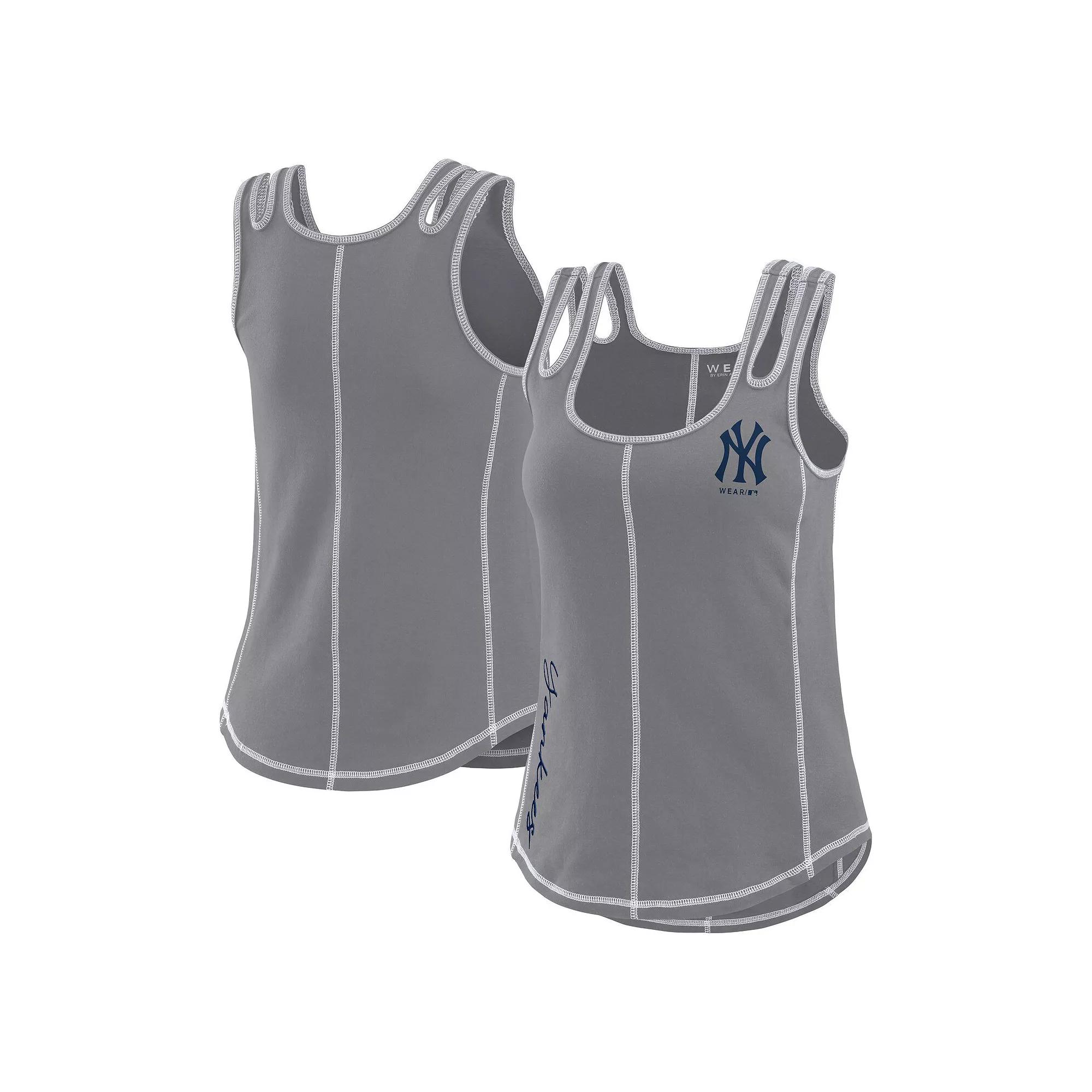 Women's WEAR by Erin Andrews Gray New York Yankees Contrast Stitch Tank Top,  Product Image