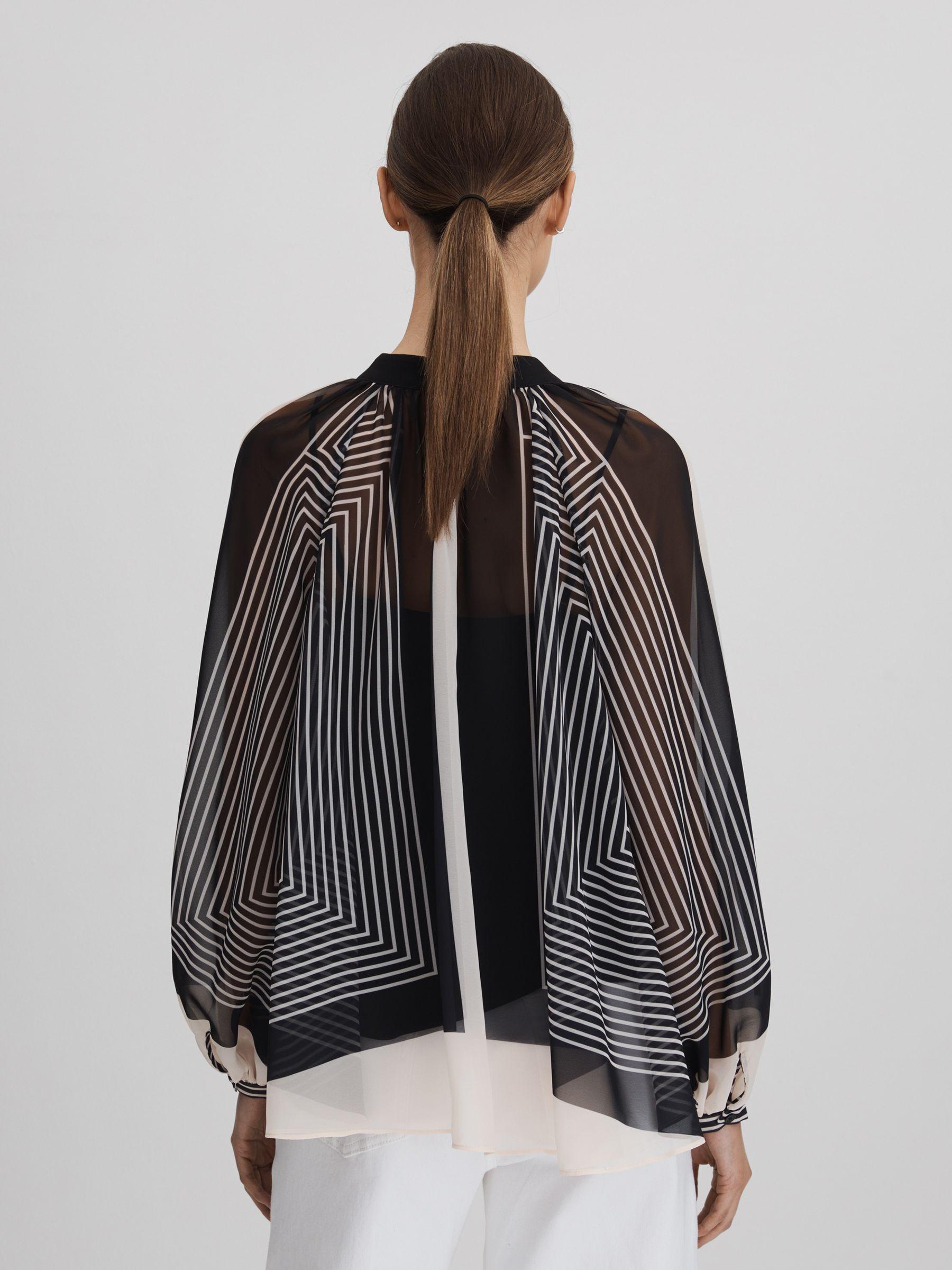 Printed Button-Through Blouse in Black/Cream Product Image