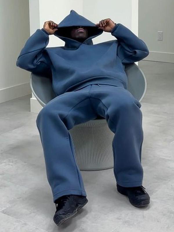 Men's Solid Oversized Long Sleeve Hoodie Product Image